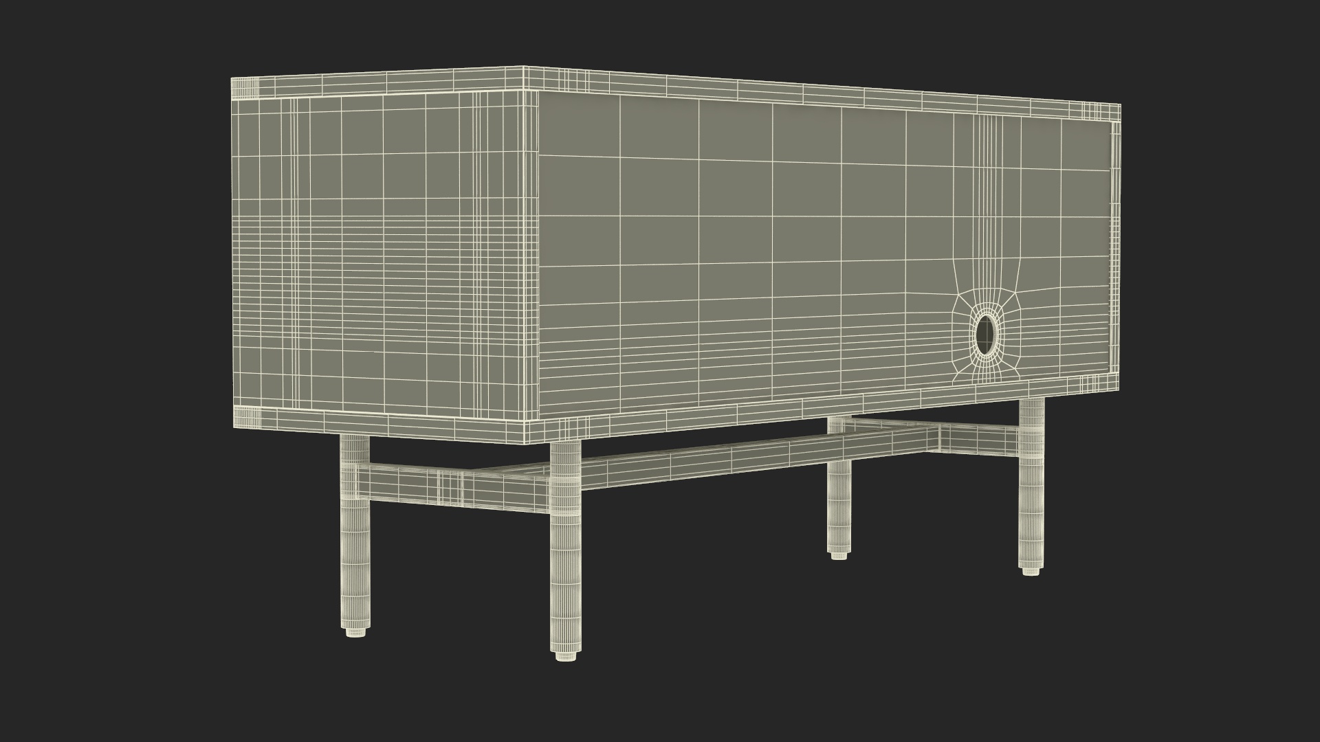 3D model Wooden Media Console Sideboard