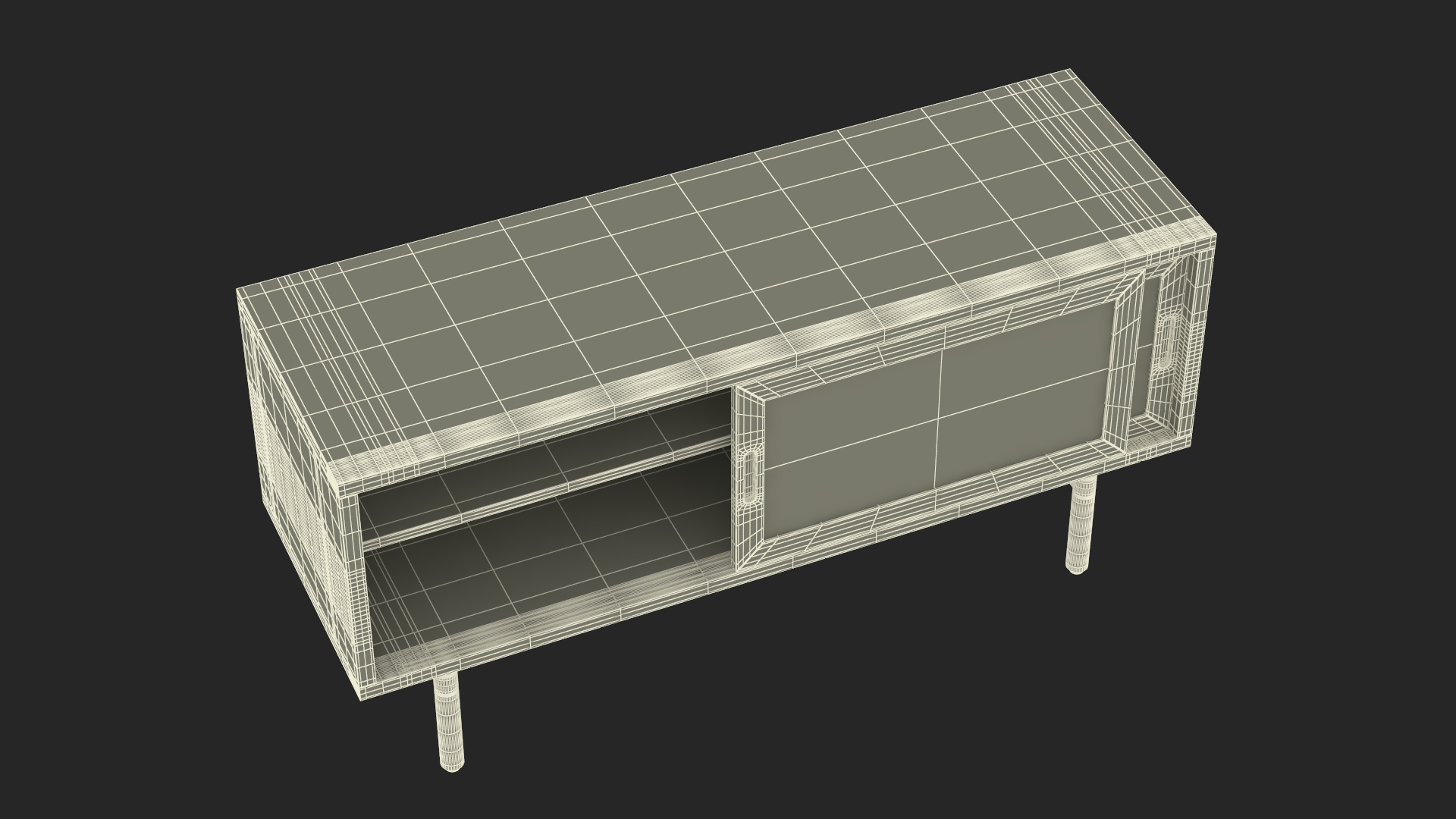 3D model Wooden Media Console Sideboard