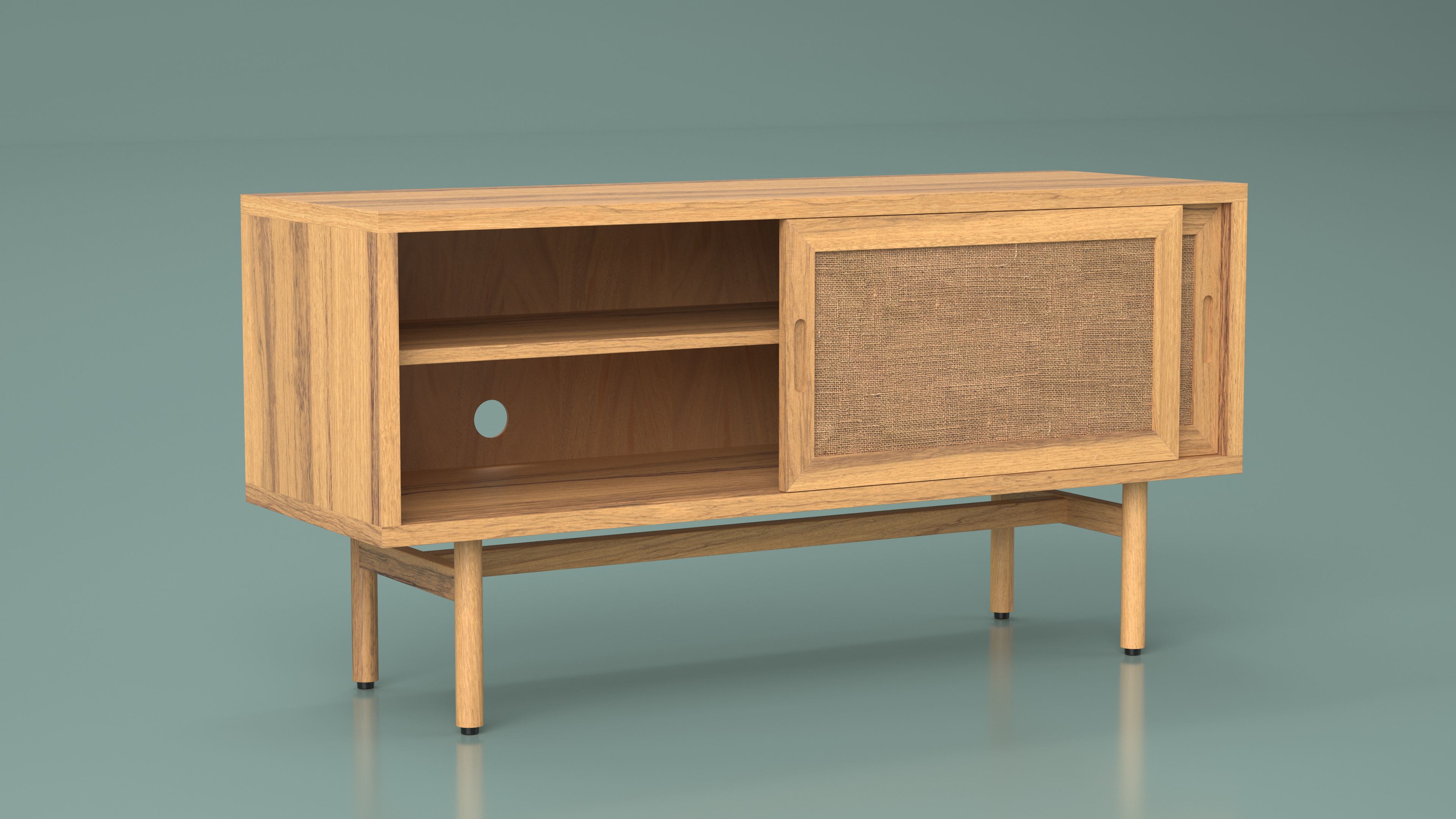 3D model Wooden Media Console Sideboard