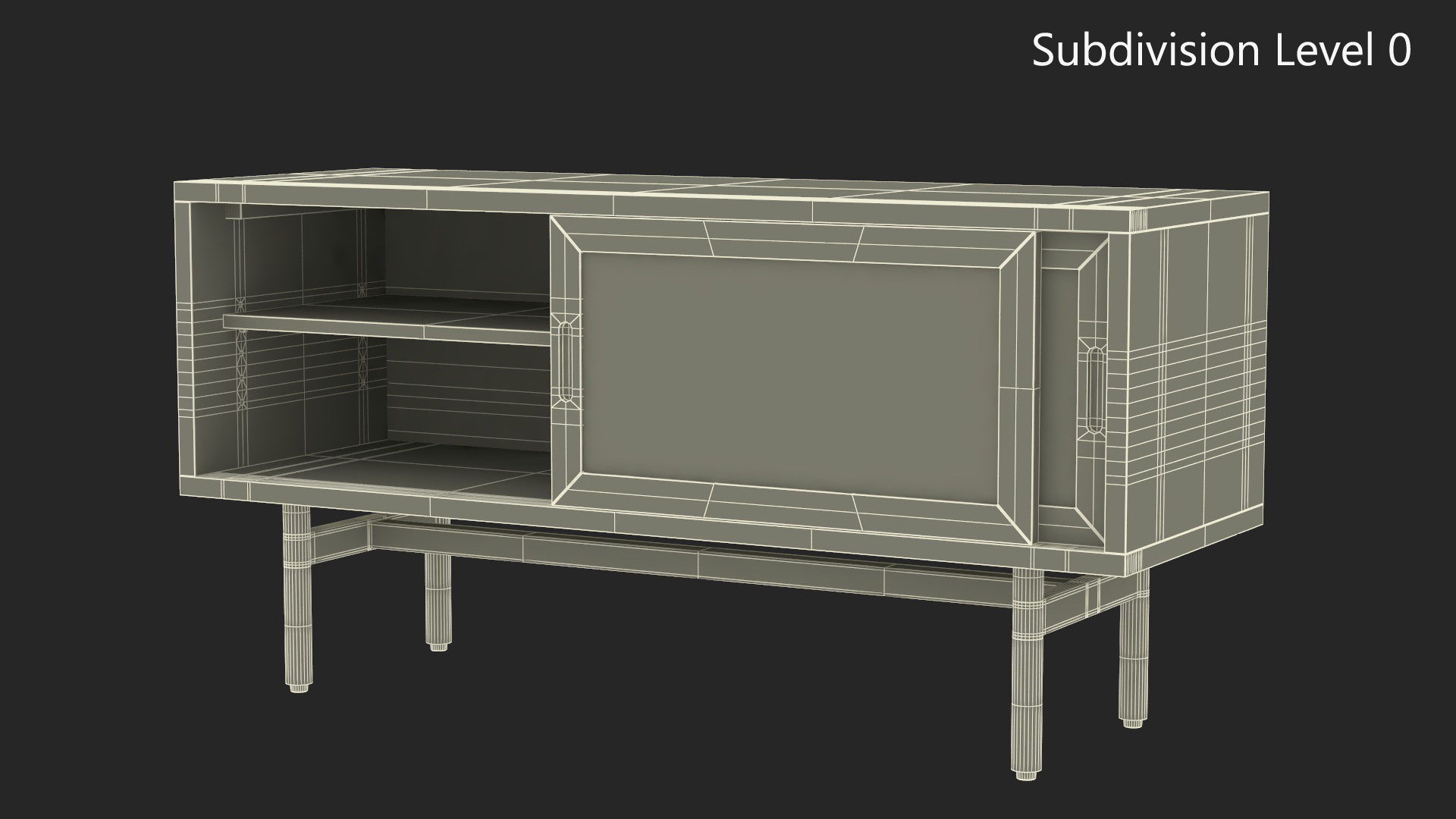 3D model Wooden Media Console Sideboard