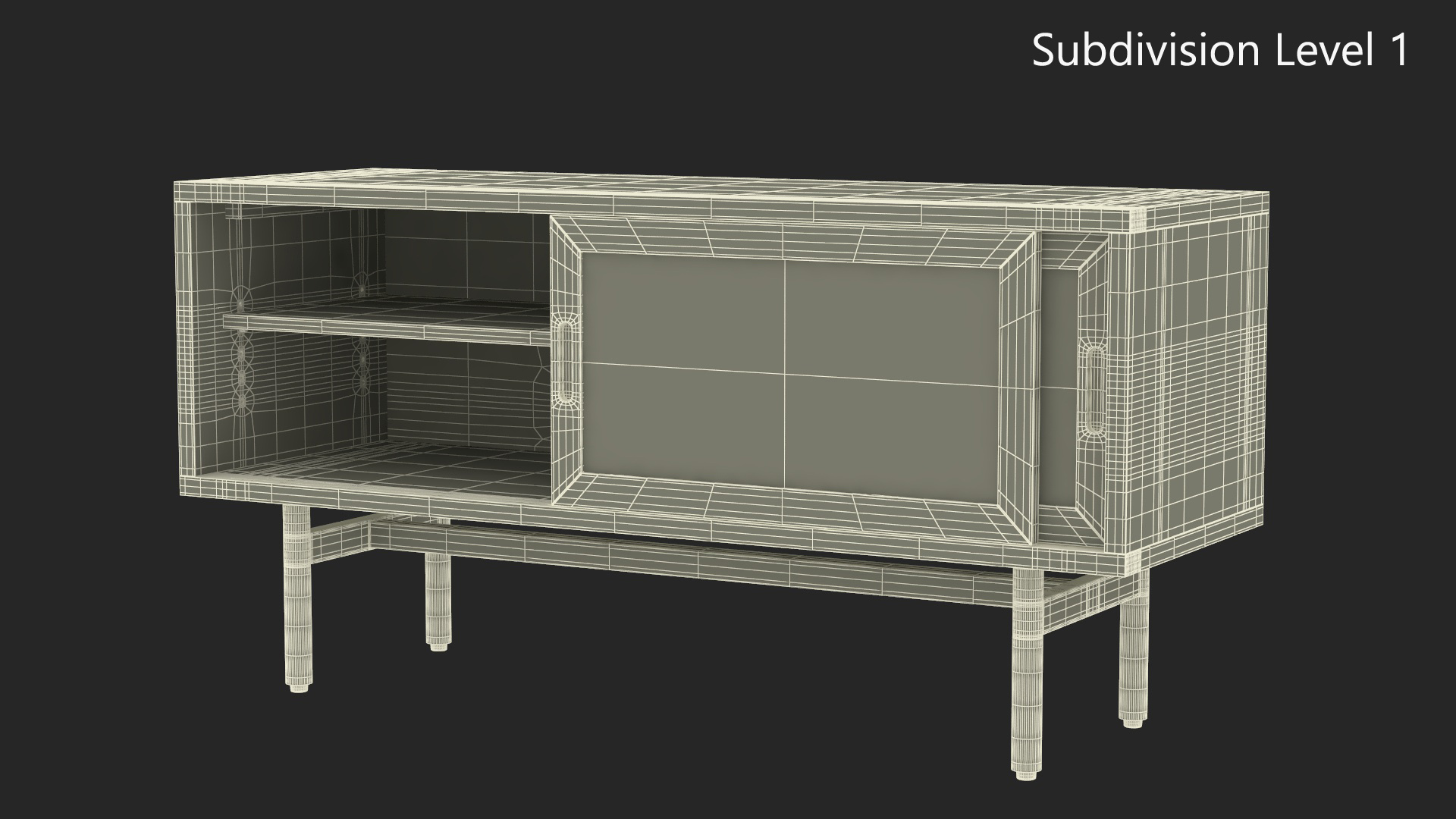 3D model Wooden Media Console Sideboard