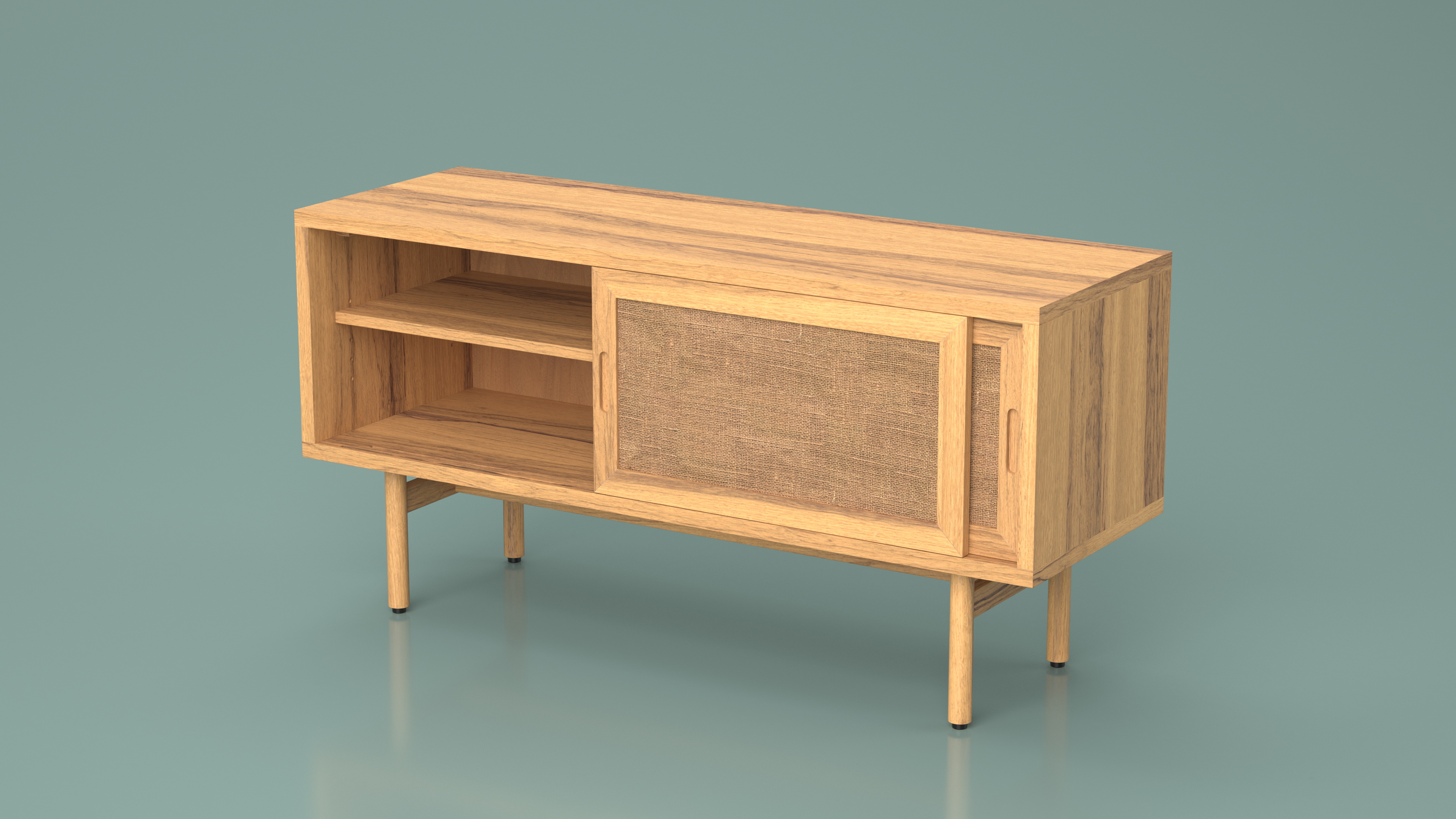 3D model Wooden Media Console Sideboard