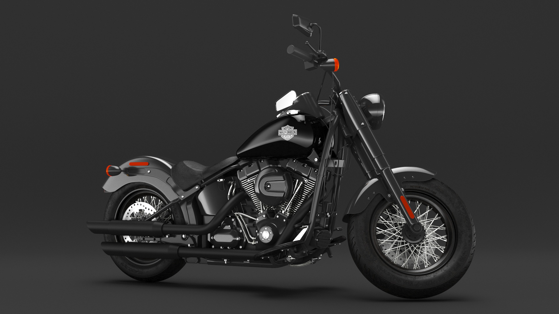 Cruiser Motorcycle Harley Davidson Softail Slim Rigged 3D model