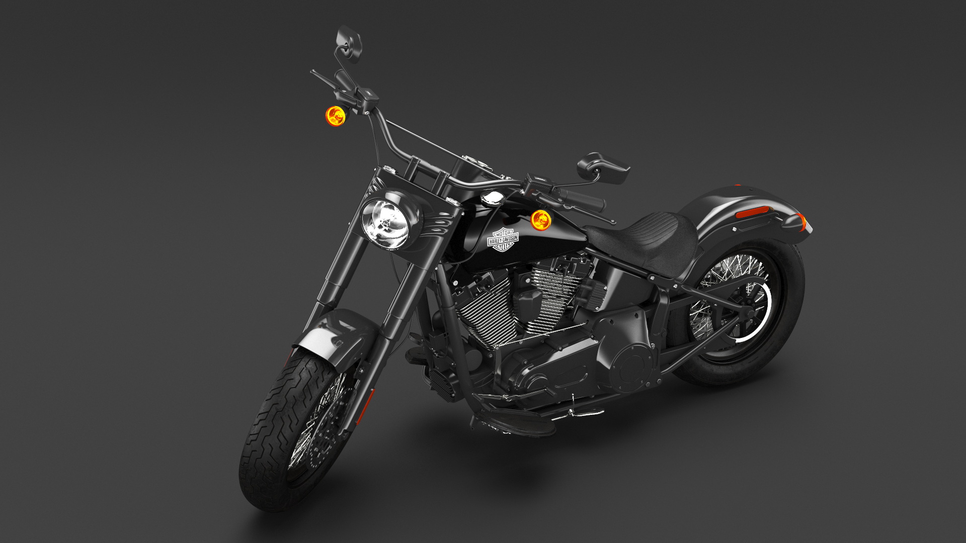 Cruiser Motorcycle Harley Davidson Softail Slim Rigged 3D model