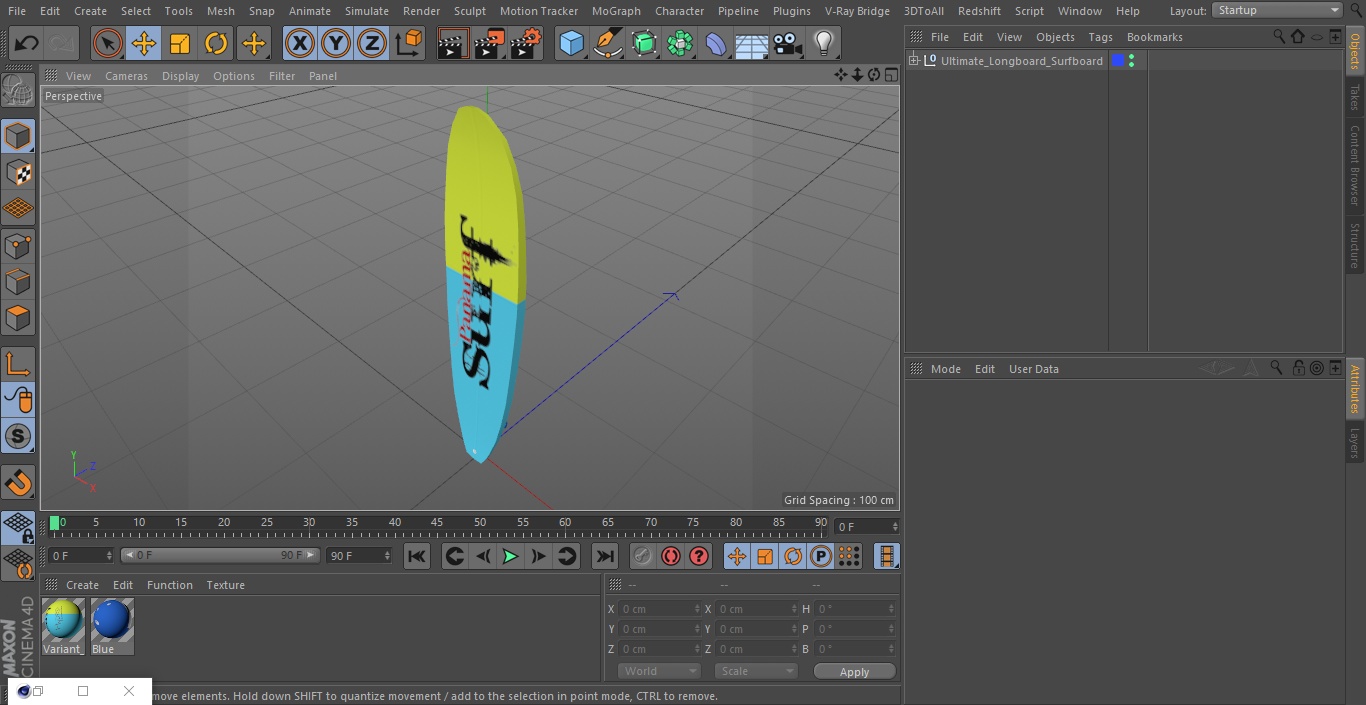 3D Ultimate Longboard Surfboard model