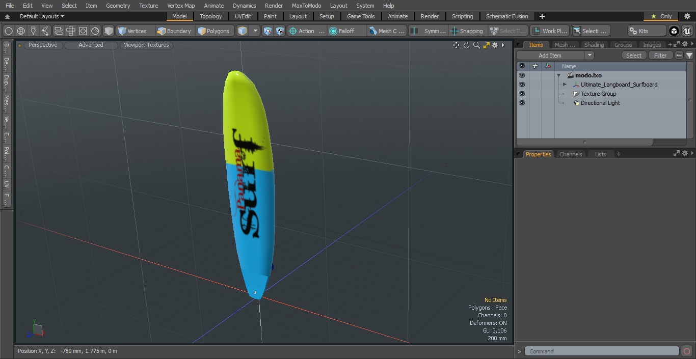 3D Ultimate Longboard Surfboard model