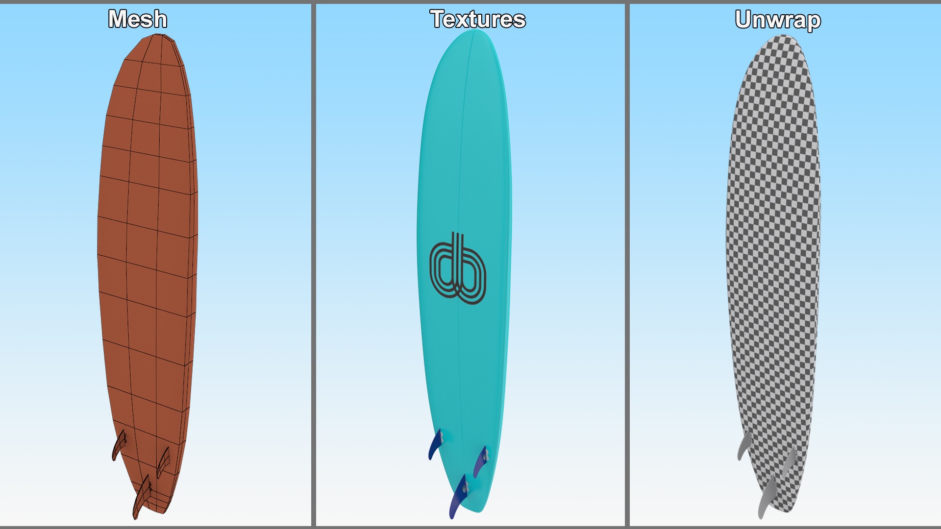 3D Ultimate Longboard Surfboard model