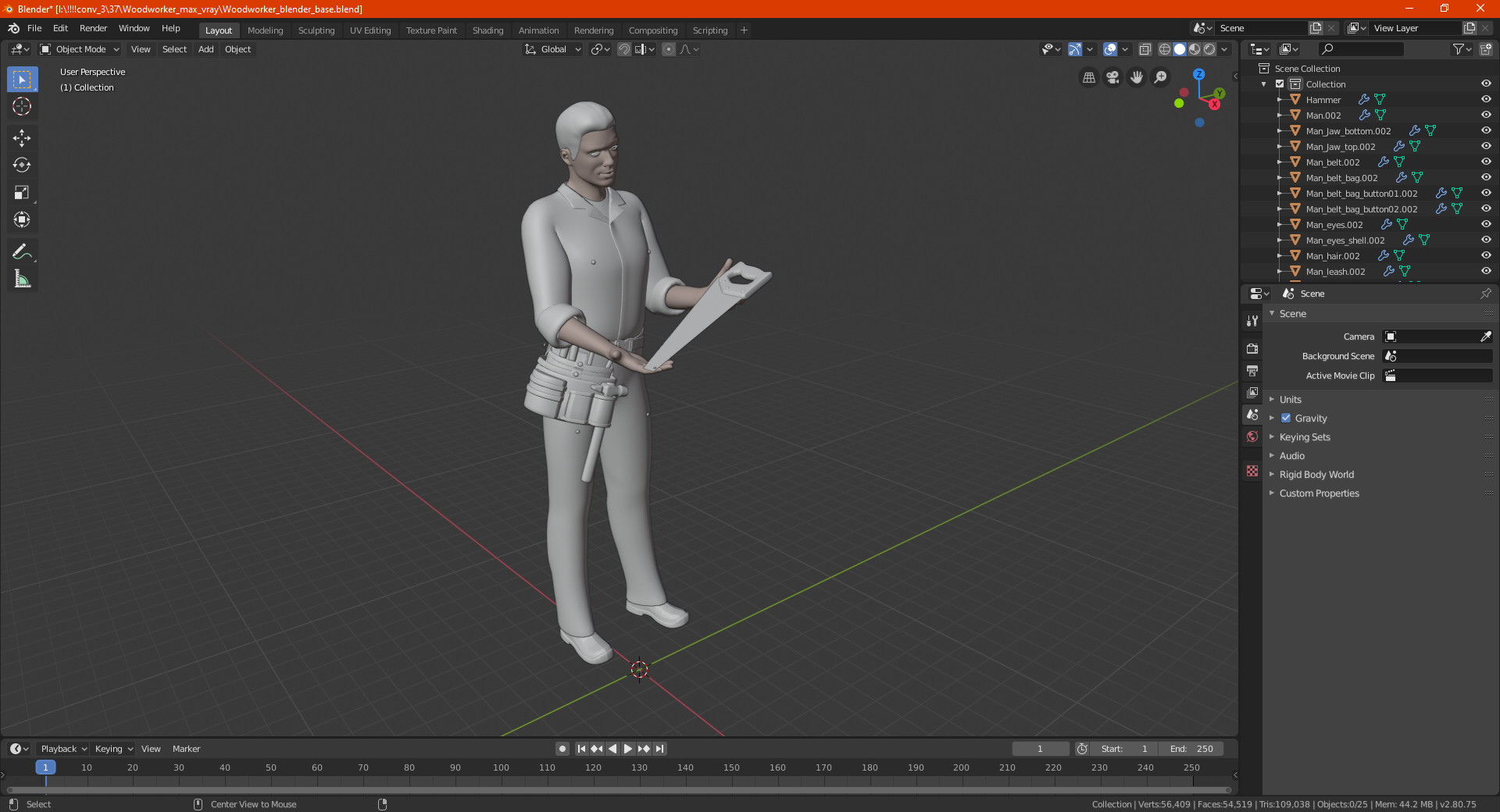 3D model Woodworker