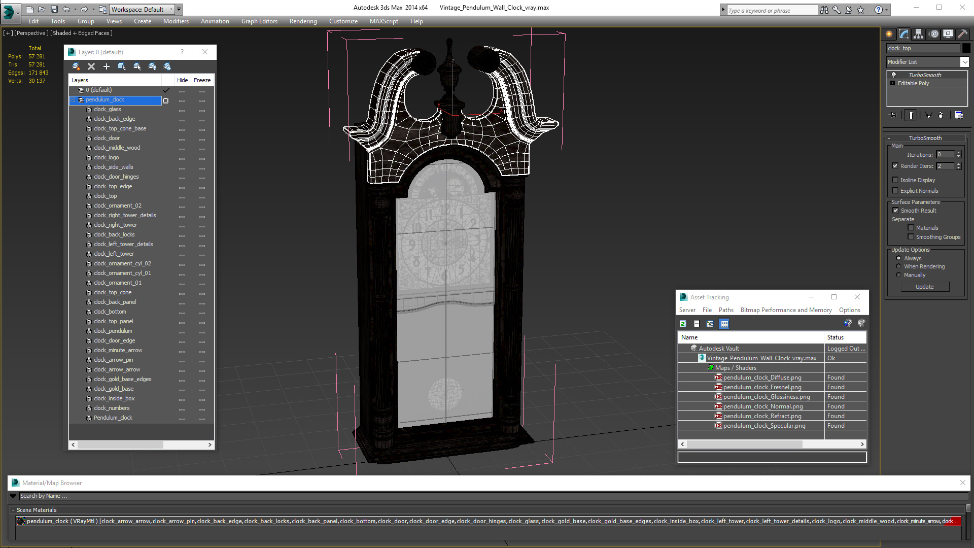 Vintage Pendulum Wall Clock 3D