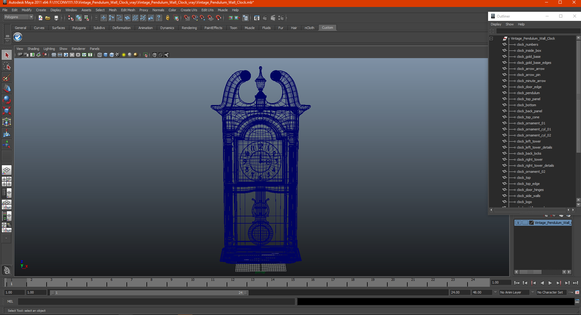 Vintage Pendulum Wall Clock 3D