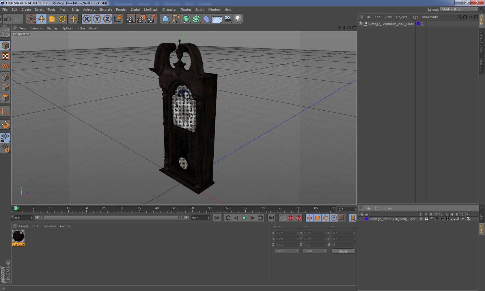 Vintage Pendulum Wall Clock 3D