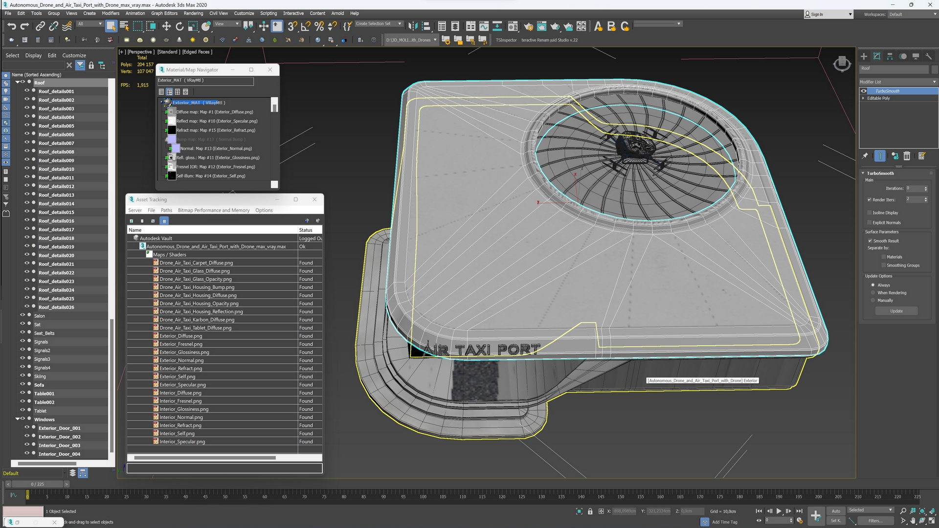 3D model Autonomous Drone and Air Taxi Port with Drone