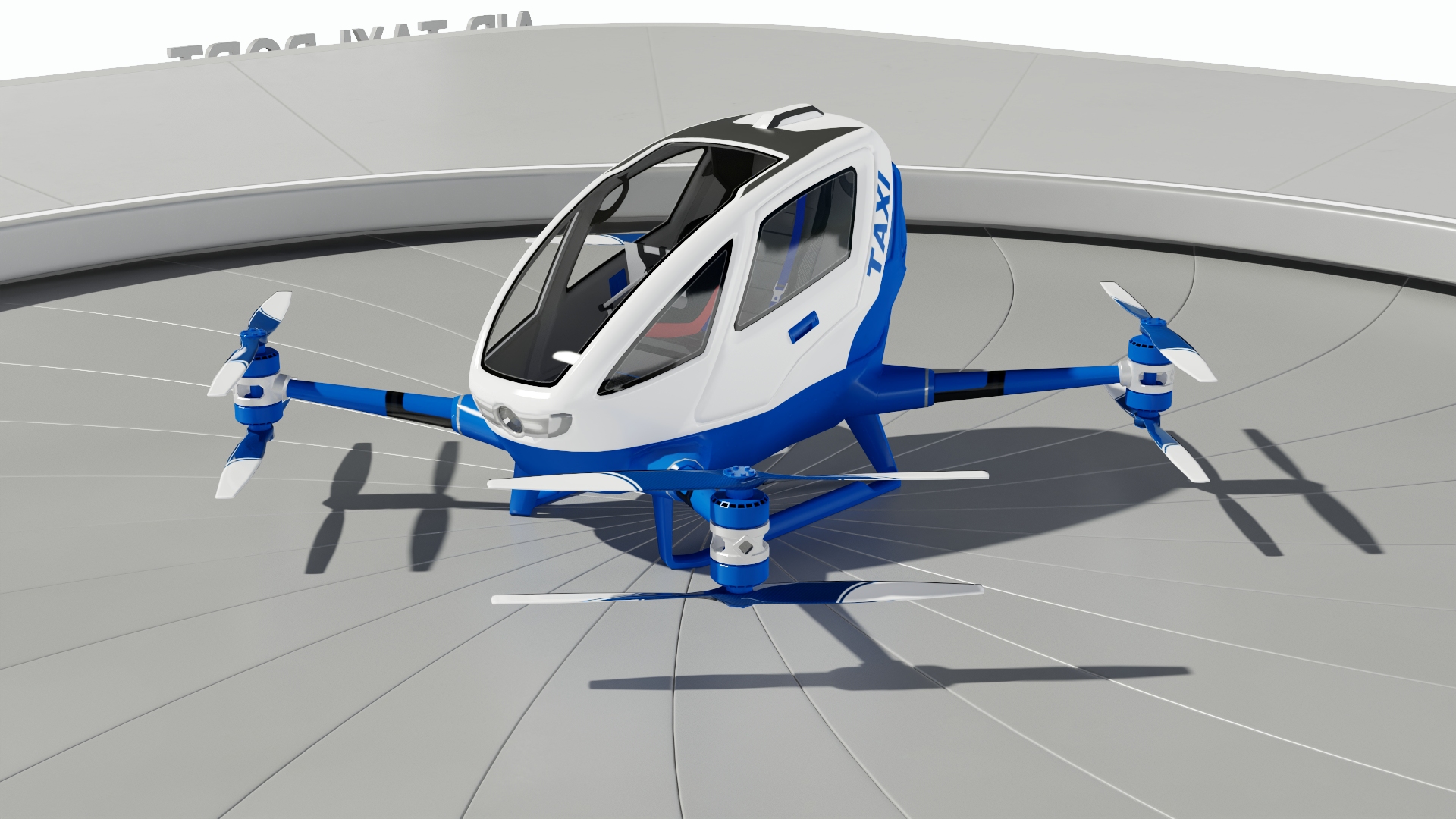 3D model Autonomous Drone and Air Taxi Port with Drone