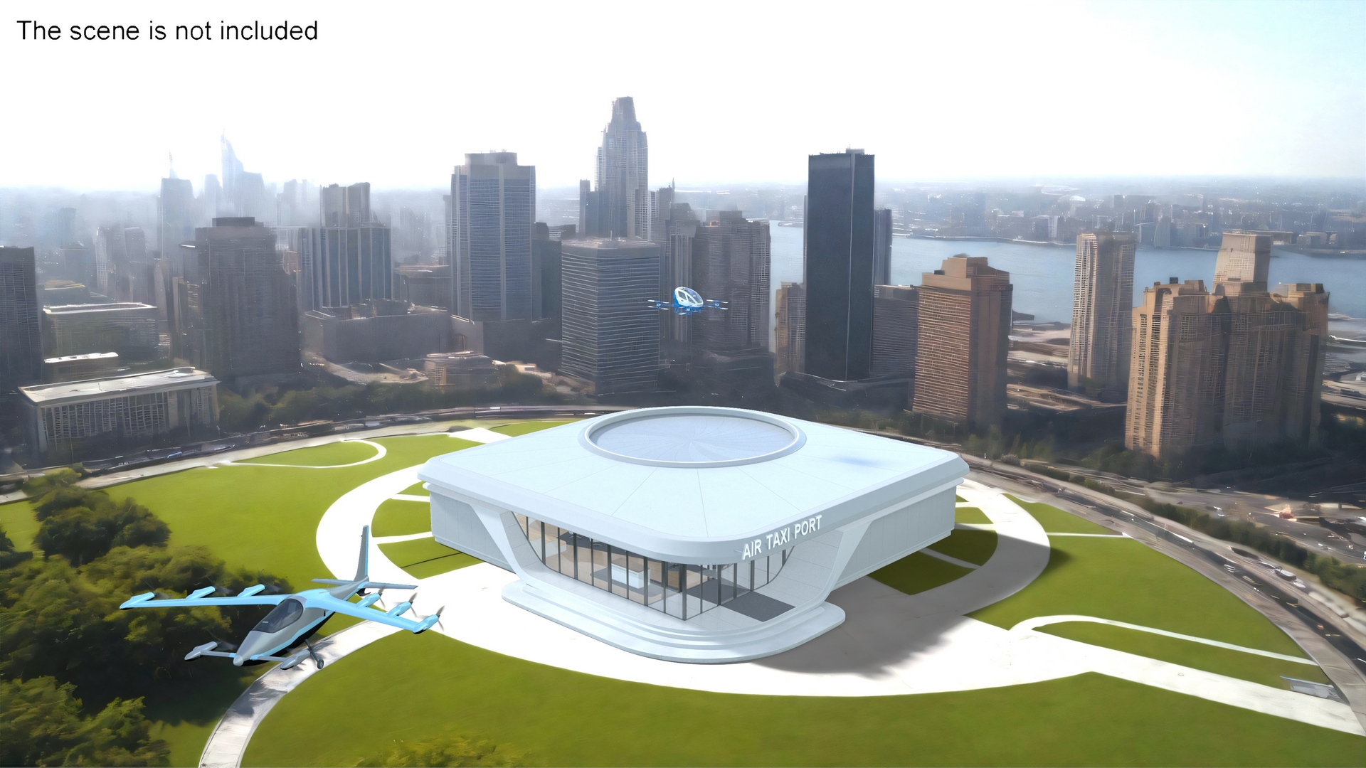 3D model Autonomous Drone and Air Taxi Port with Drone