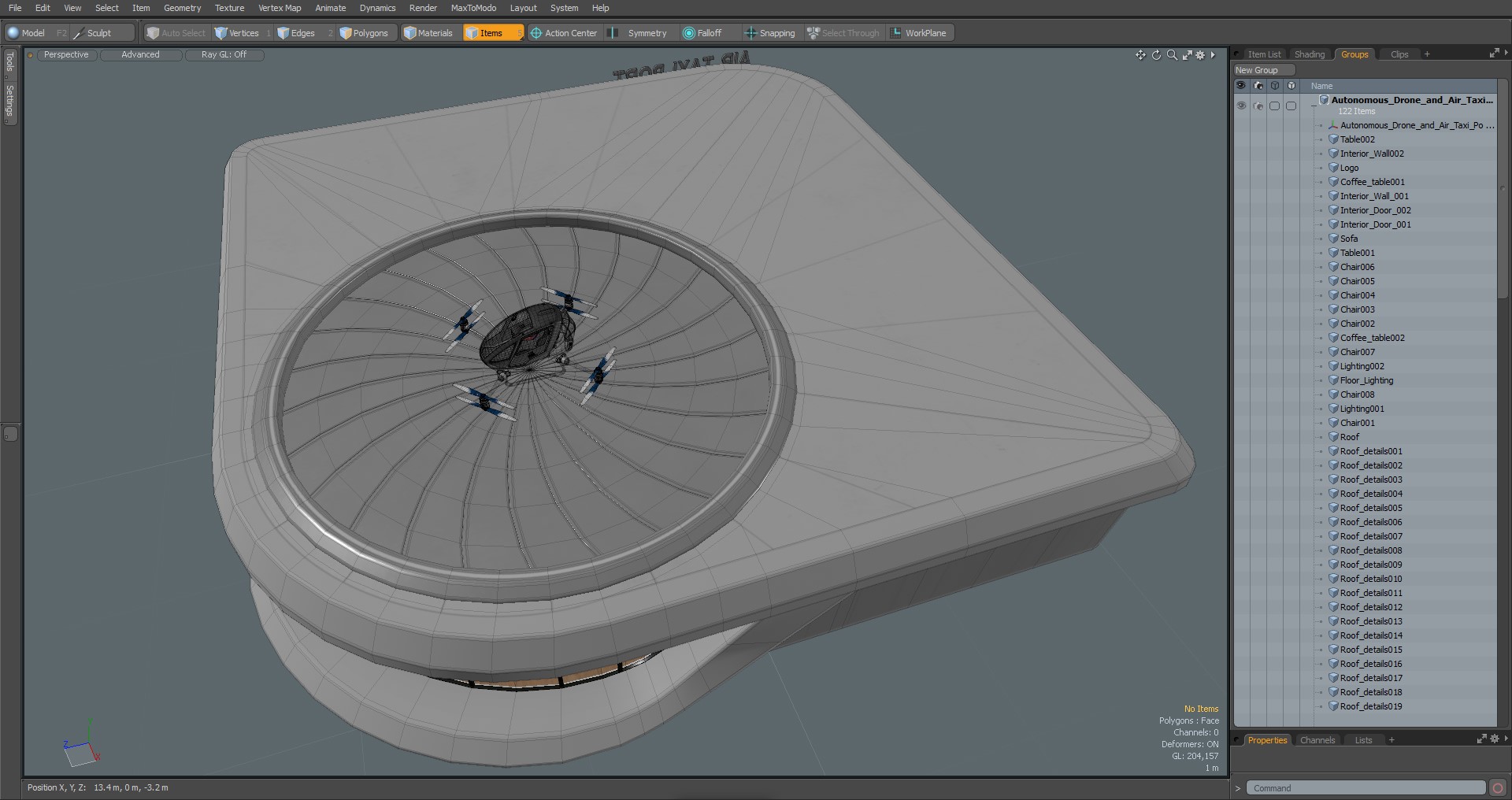 3D model Autonomous Drone and Air Taxi Port with Drone
