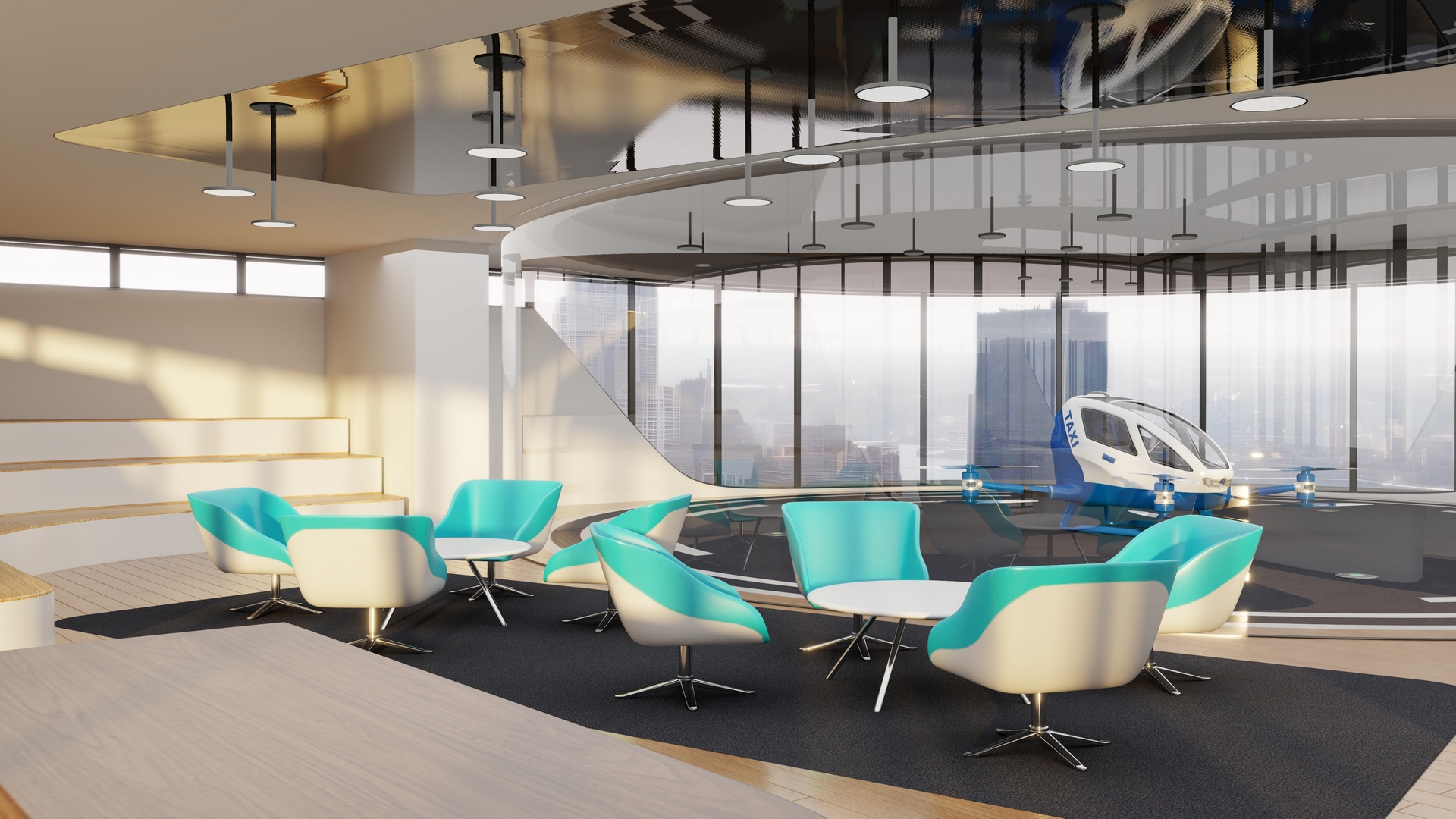 3D model Autonomous Drone and Air Taxi Port with Drone
