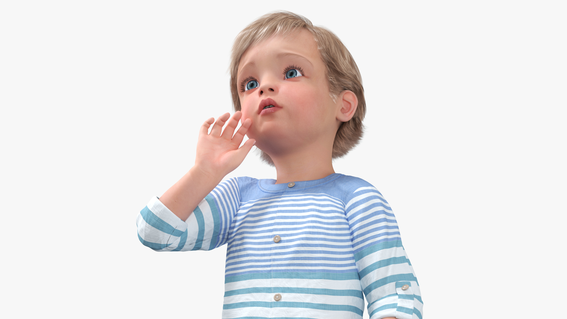 3D Baby in Summer Strolling Clothes Standing Pose