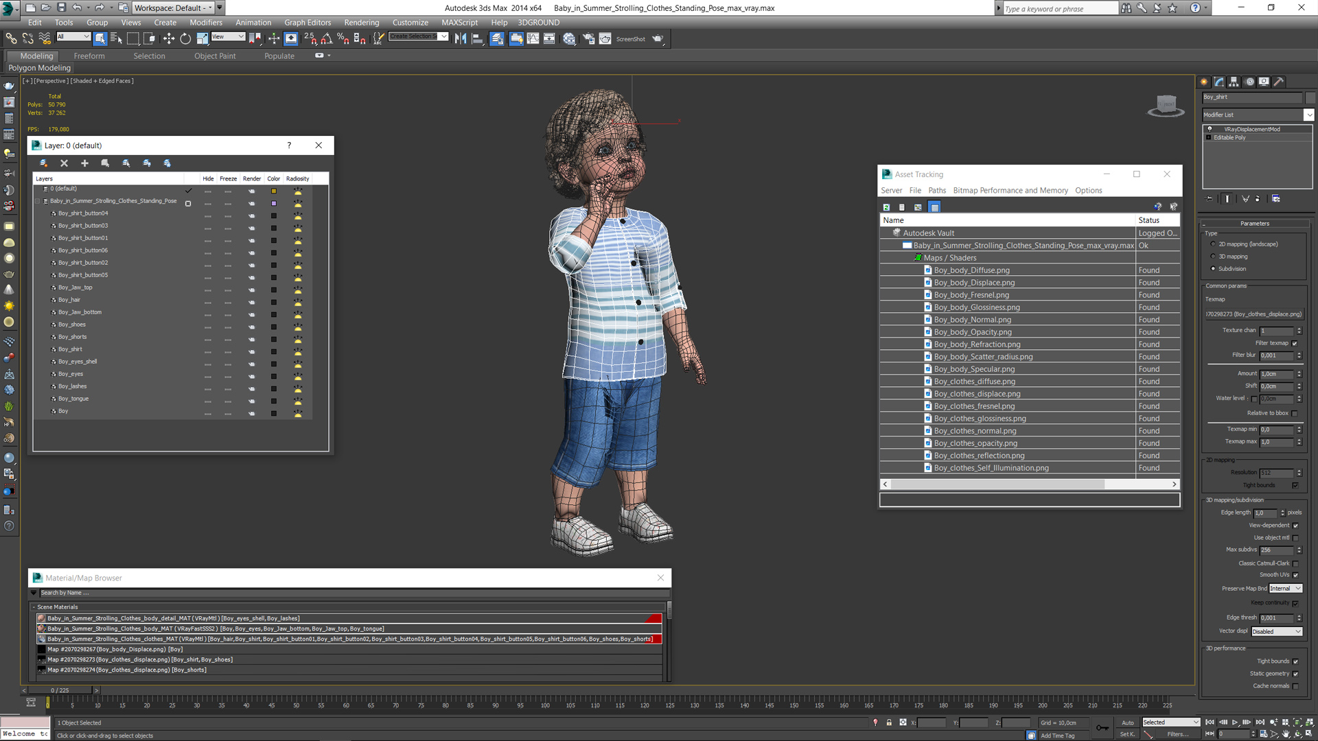 3D Baby in Summer Strolling Clothes Standing Pose