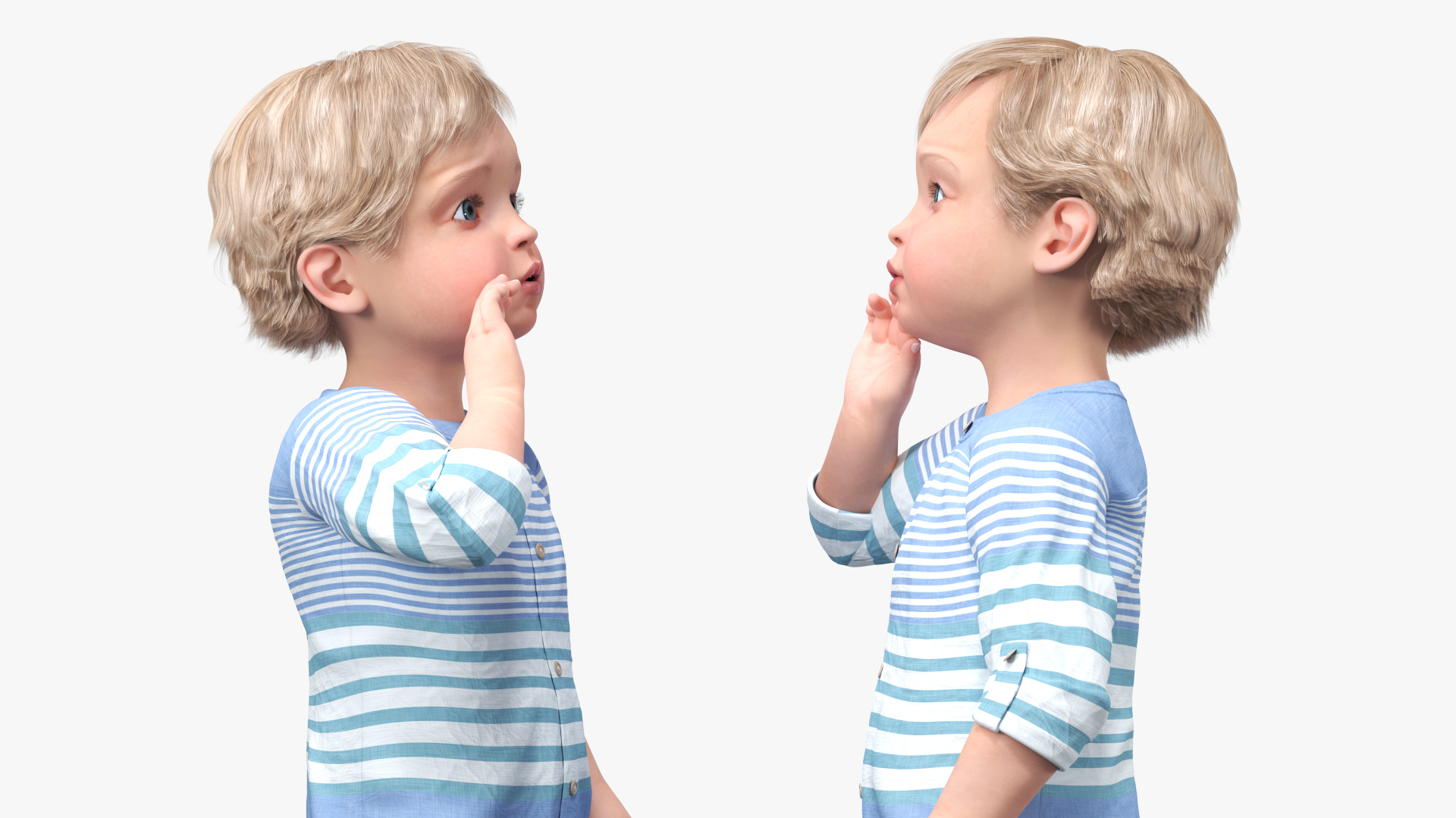 3D Baby in Summer Strolling Clothes Standing Pose