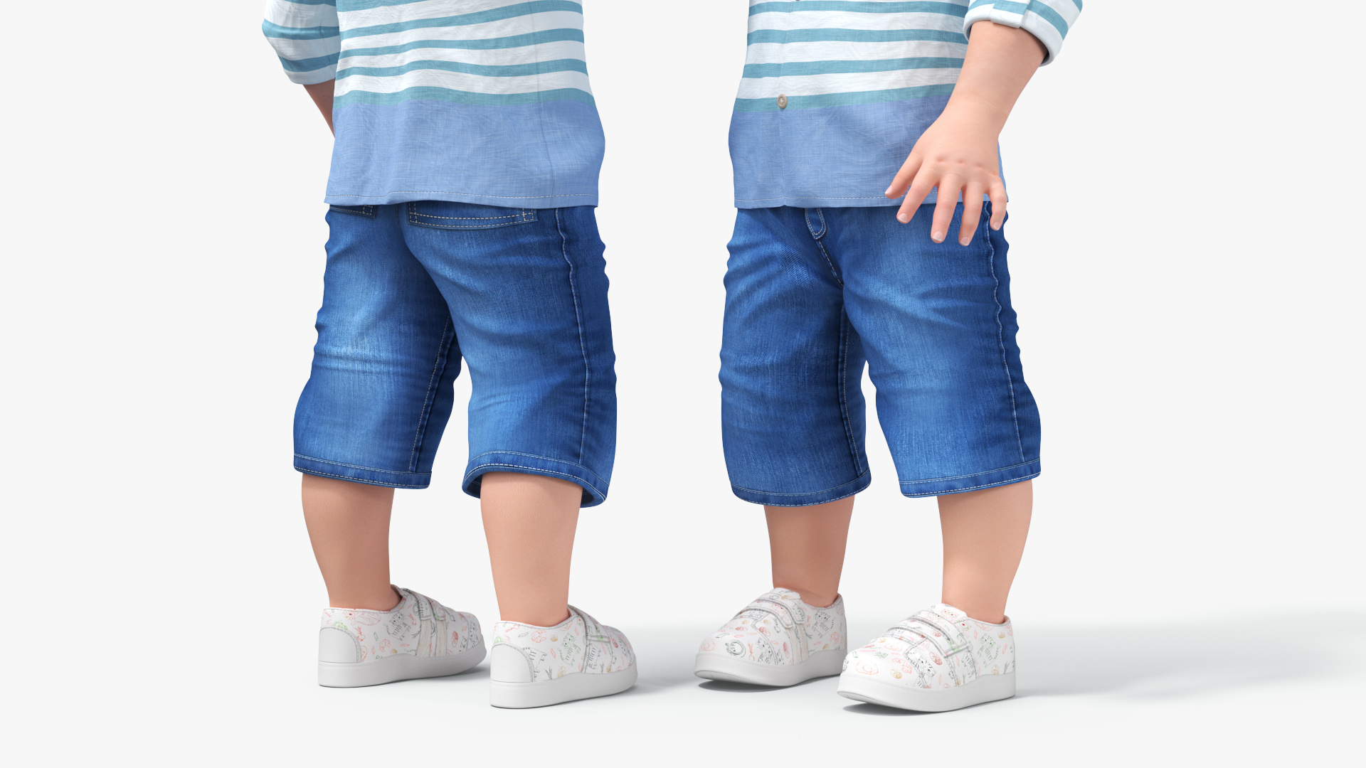 3D Baby in Summer Strolling Clothes Standing Pose