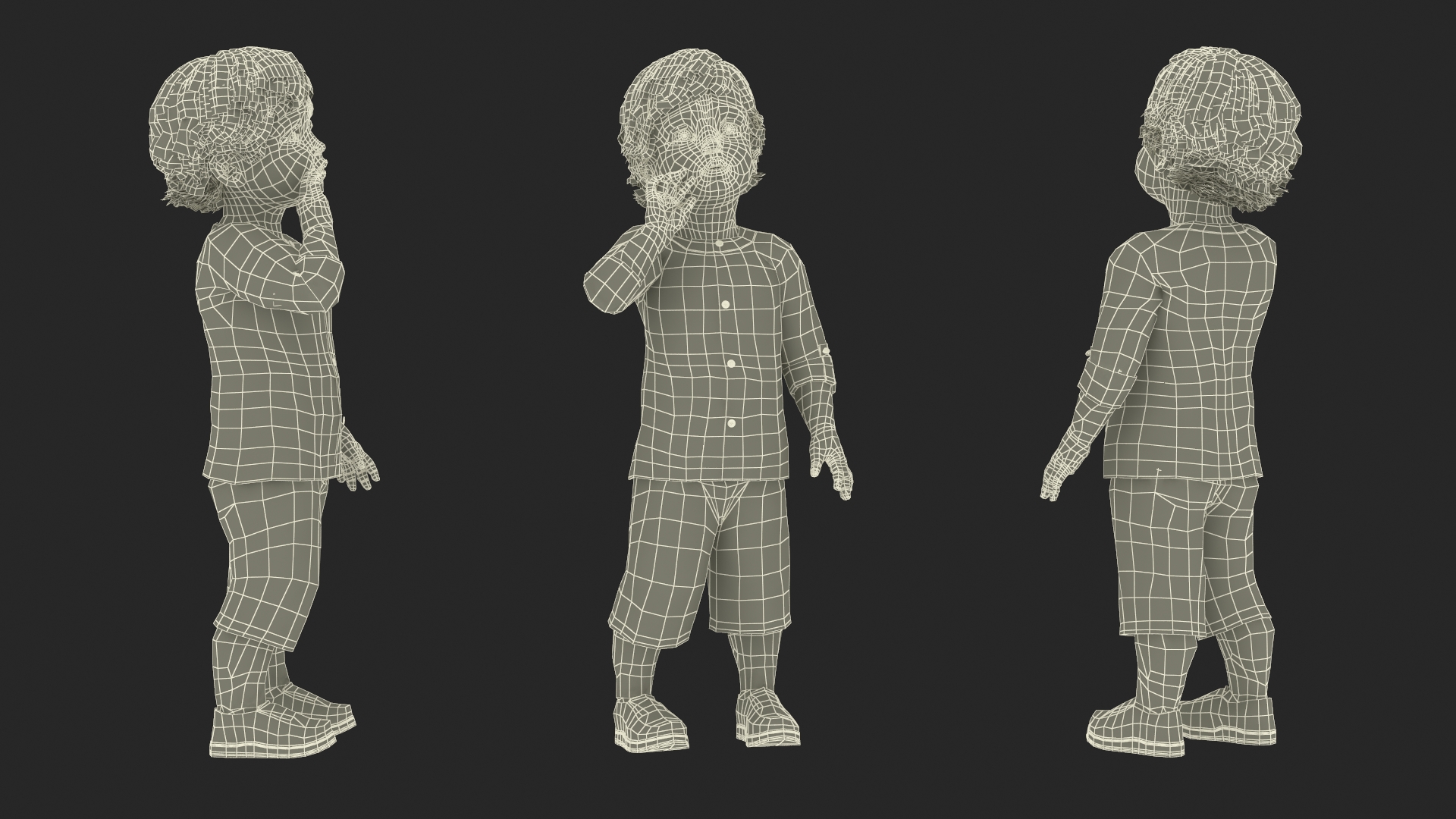 3D Baby in Summer Strolling Clothes Standing Pose