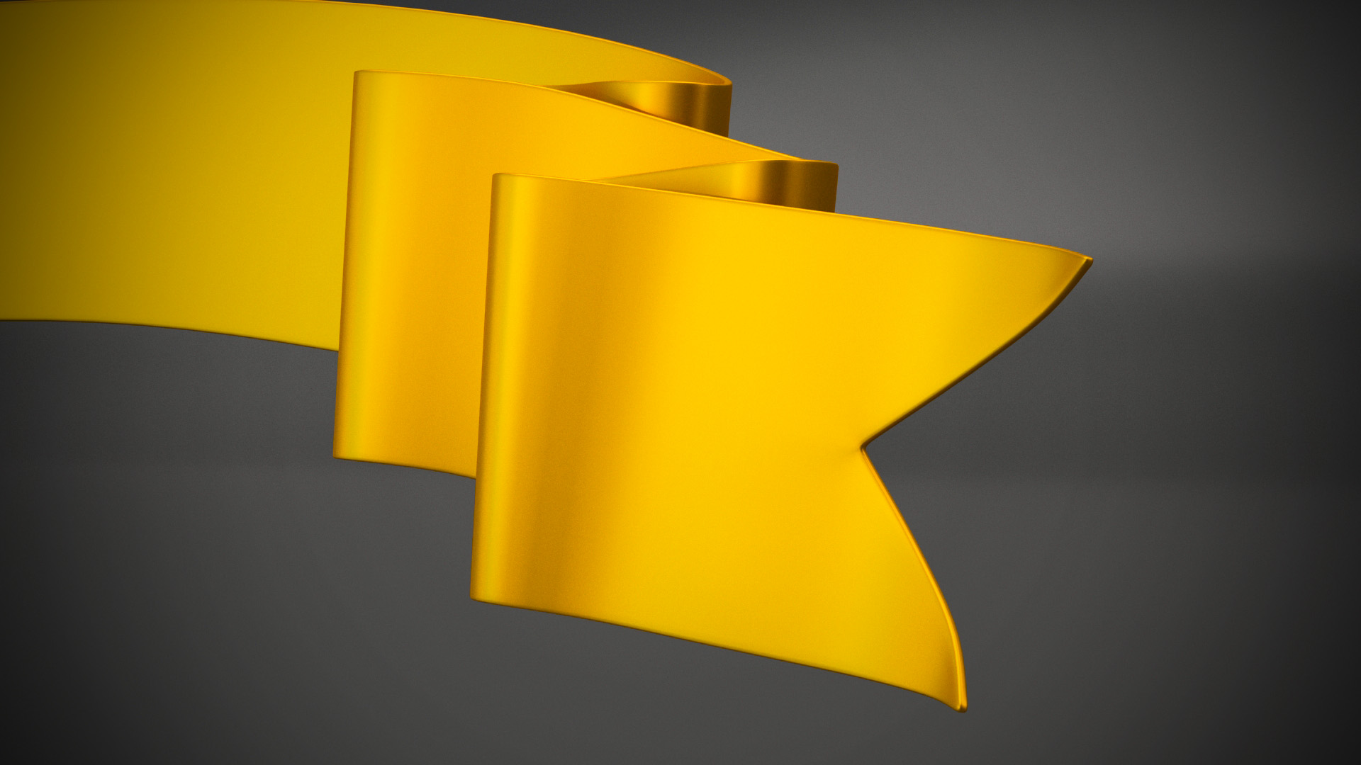 3D model Gold Ribbon Banner Curved