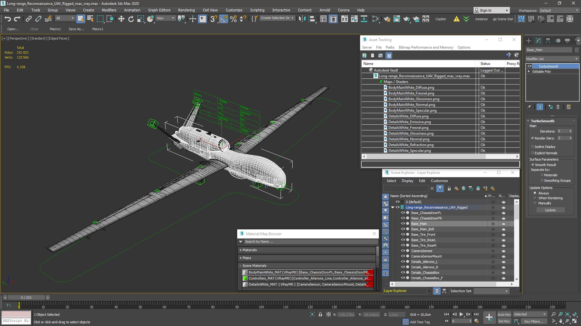 3D Long-range Reconnaissance UAV Rigged