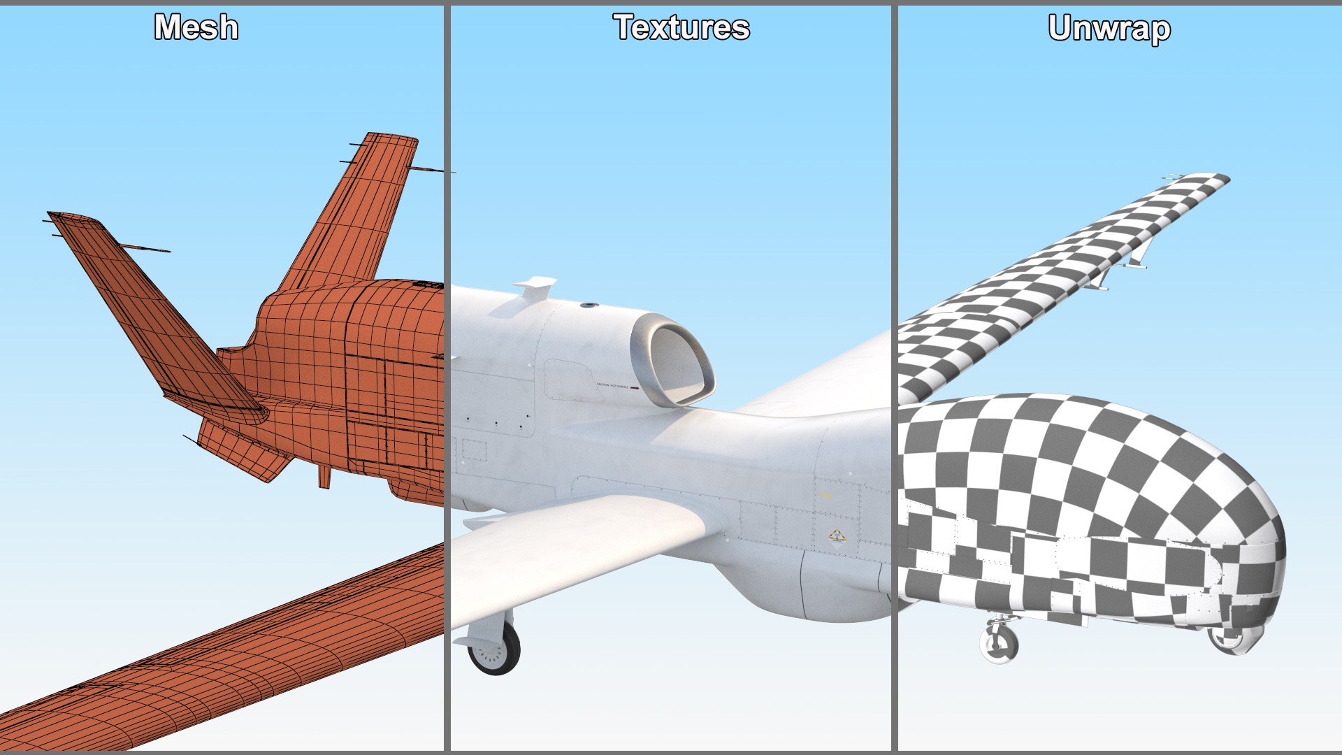 3D Long-range Reconnaissance UAV Rigged