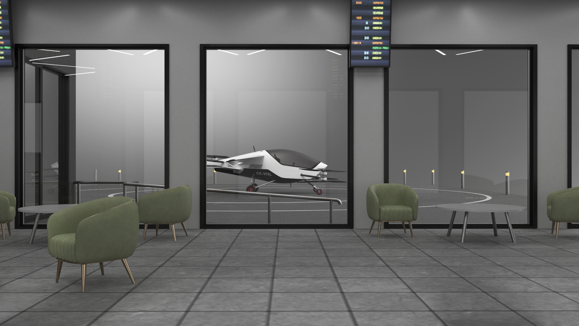 3D Skyport for Air Taxi with Electric Aircraft model