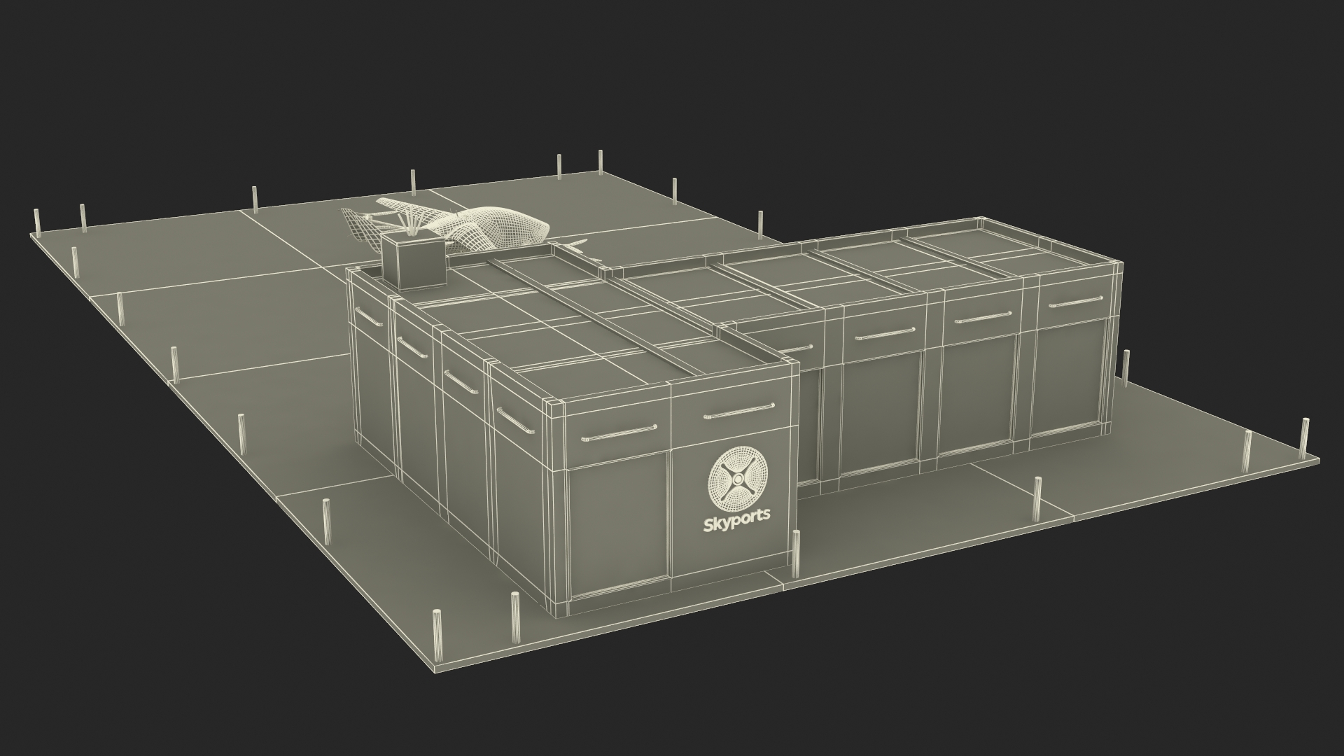 3D Skyport for Air Taxi with Electric Aircraft model