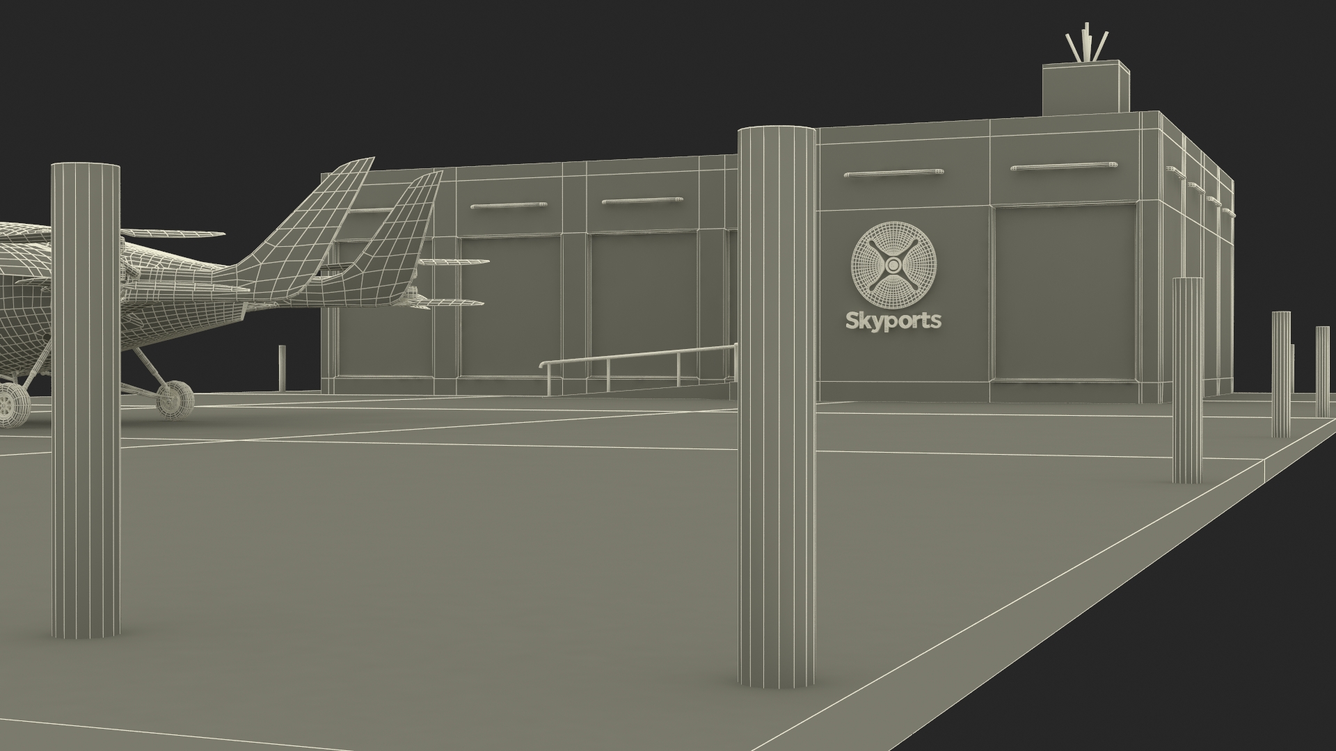 3D Skyport for Air Taxi with Electric Aircraft model
