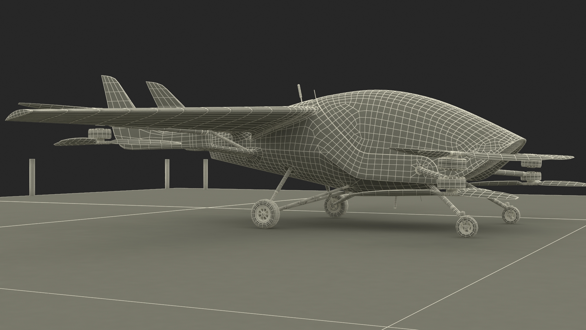 3D Skyport for Air Taxi with Electric Aircraft model