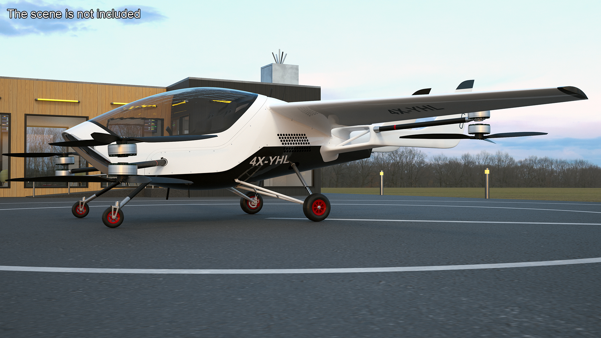 3D Skyport for Air Taxi with Electric Aircraft model