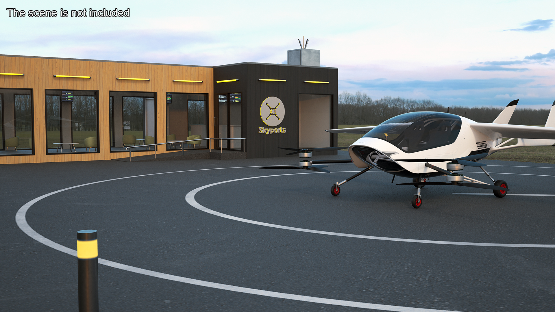 3D Skyport for Air Taxi with Electric Aircraft model