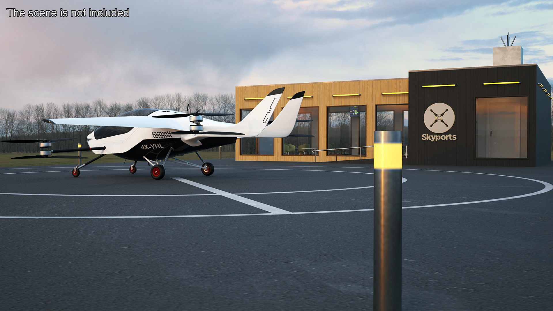 3D Skyport for Air Taxi with Electric Aircraft model
