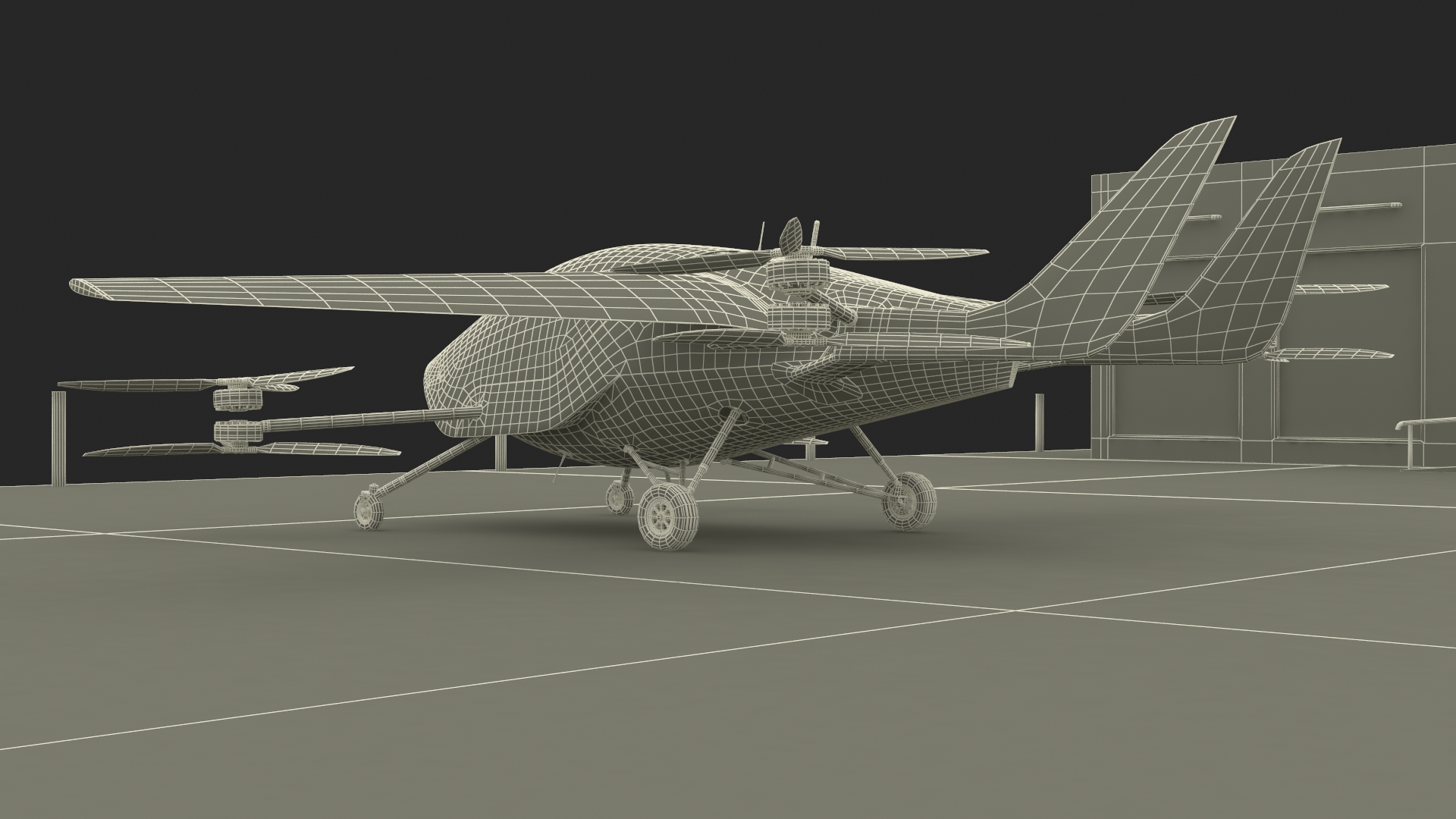3D Skyport for Air Taxi with Electric Aircraft model