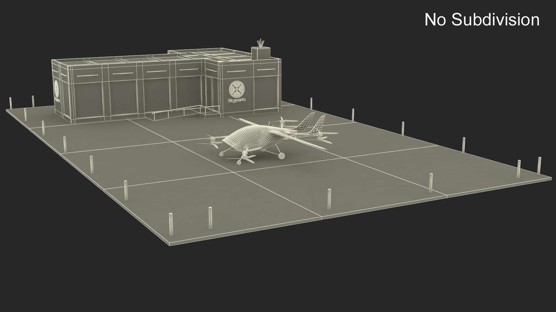 3D Skyport for Air Taxi with Electric Aircraft model