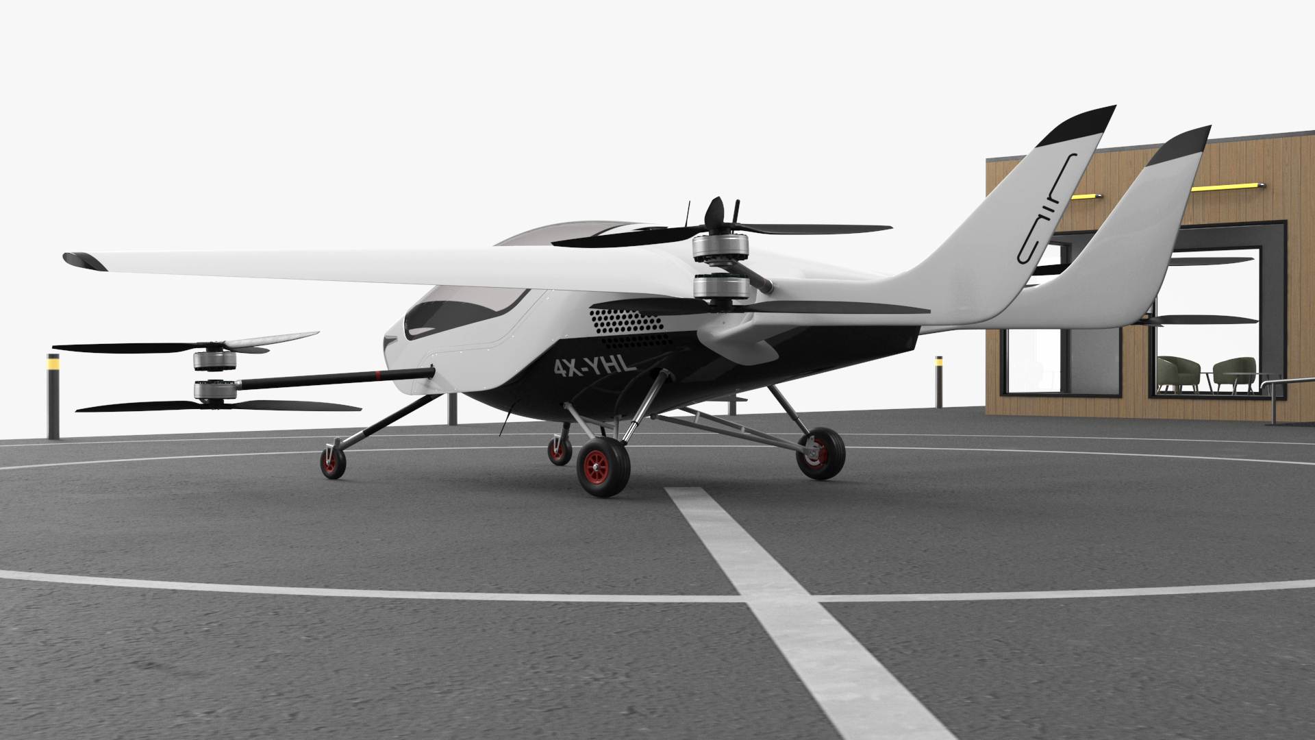 3D Skyport for Air Taxi with Electric Aircraft model
