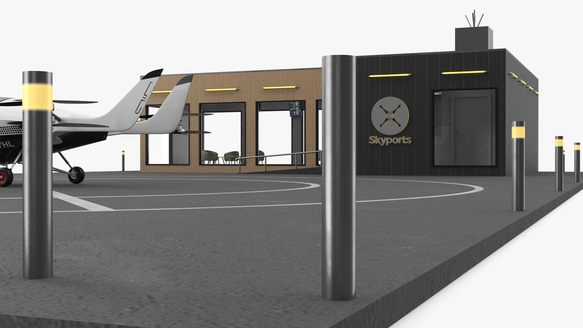 3D Skyport for Air Taxi with Electric Aircraft model