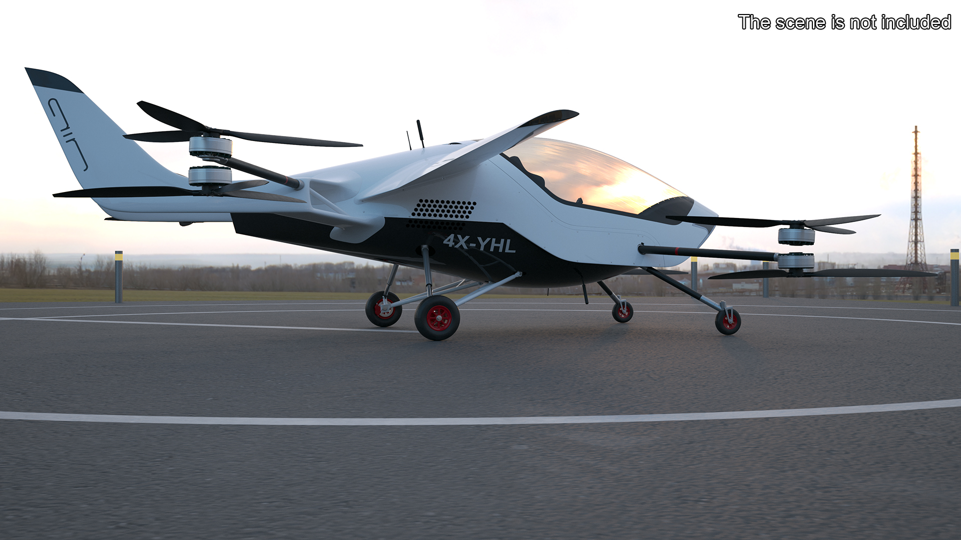 3D Skyport for Air Taxi with Electric Aircraft model