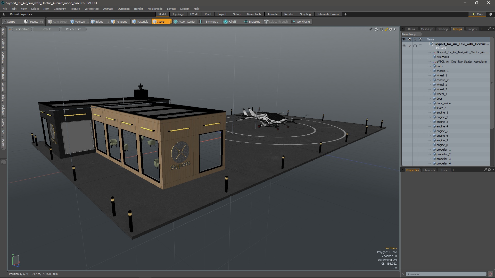 3D Skyport for Air Taxi with Electric Aircraft model
