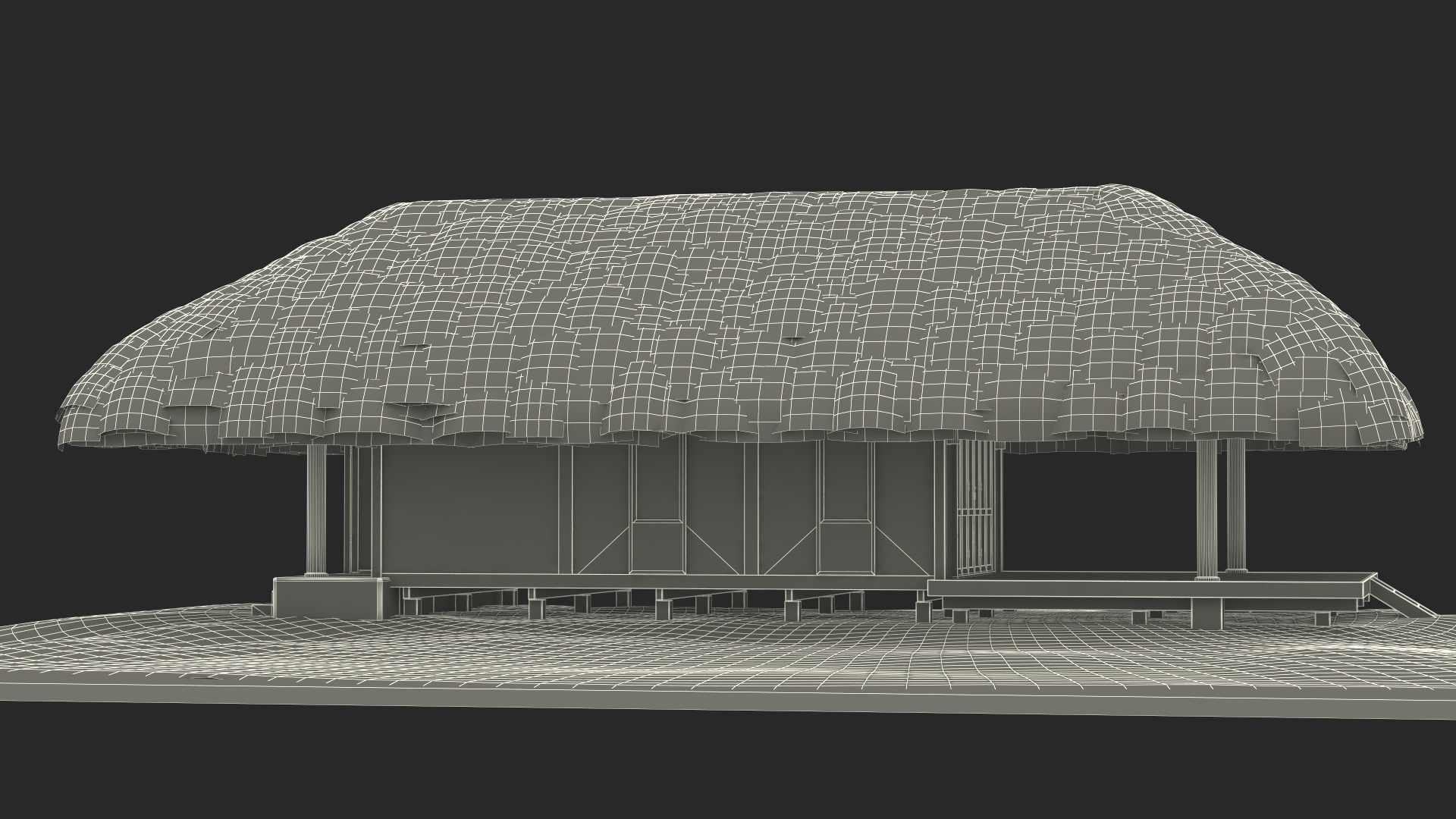 3D Thatched Roof Beach Hut model