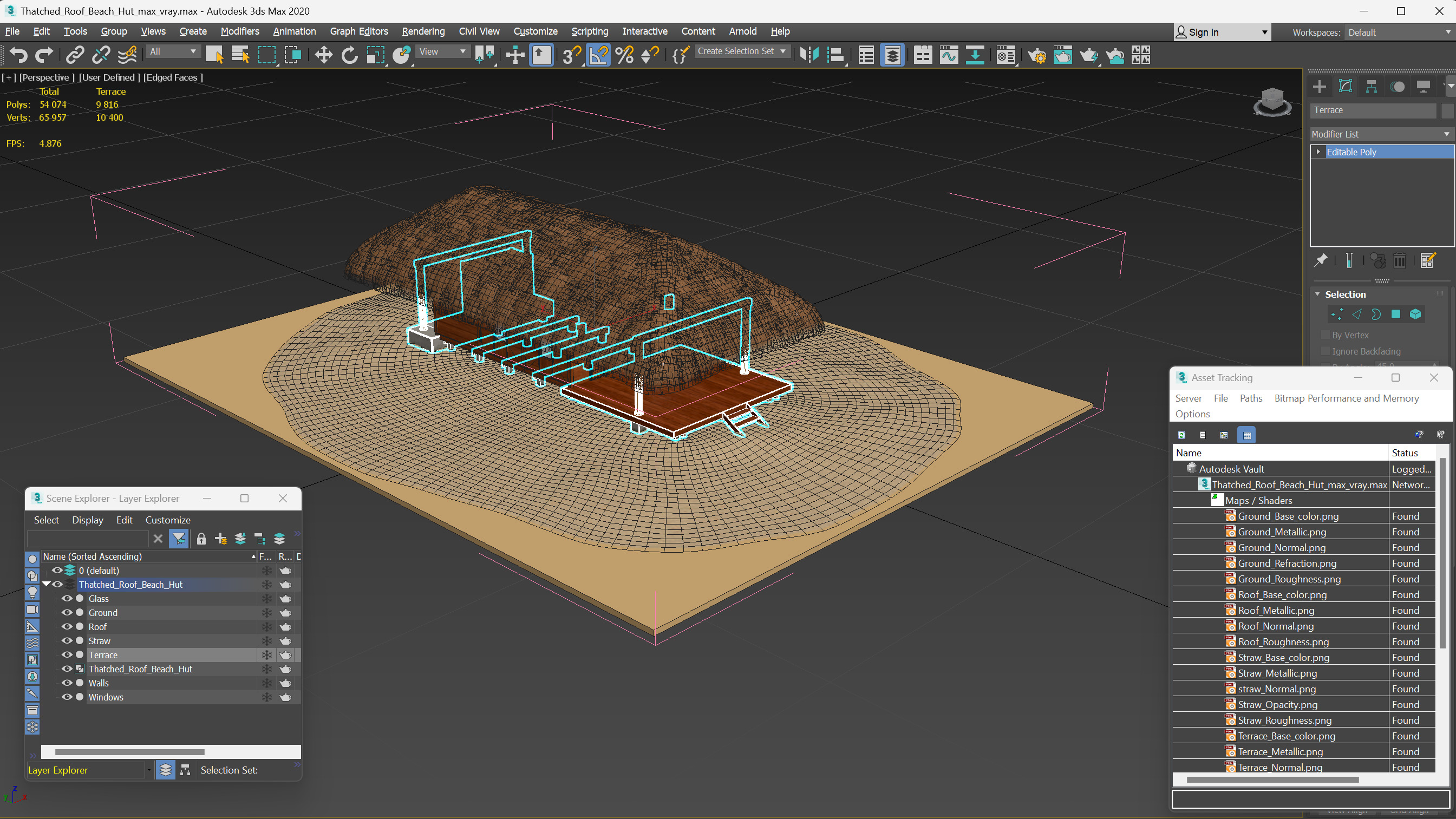3D Thatched Roof Beach Hut model