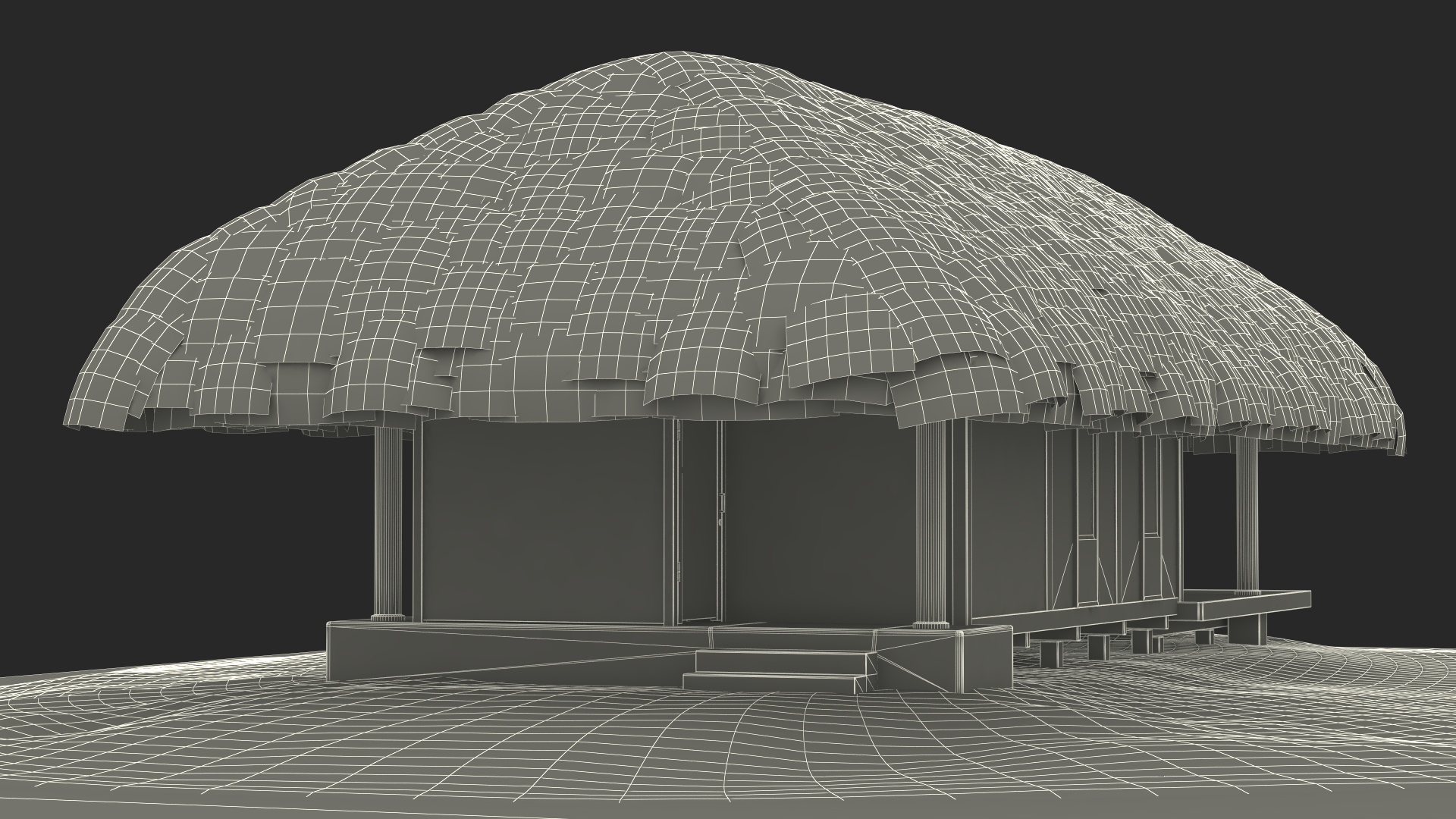 3D Thatched Roof Beach Hut model