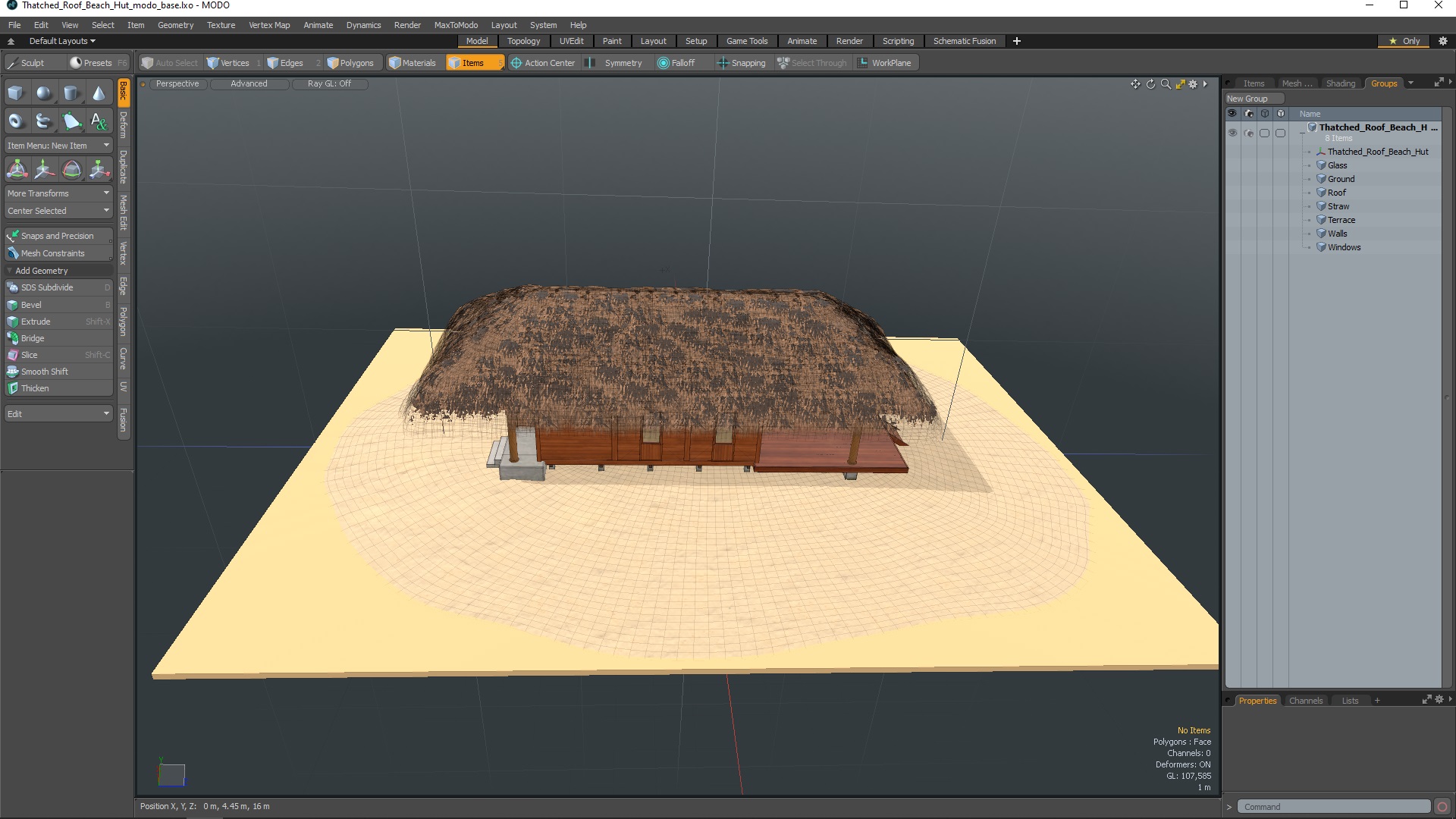 3D Thatched Roof Beach Hut model