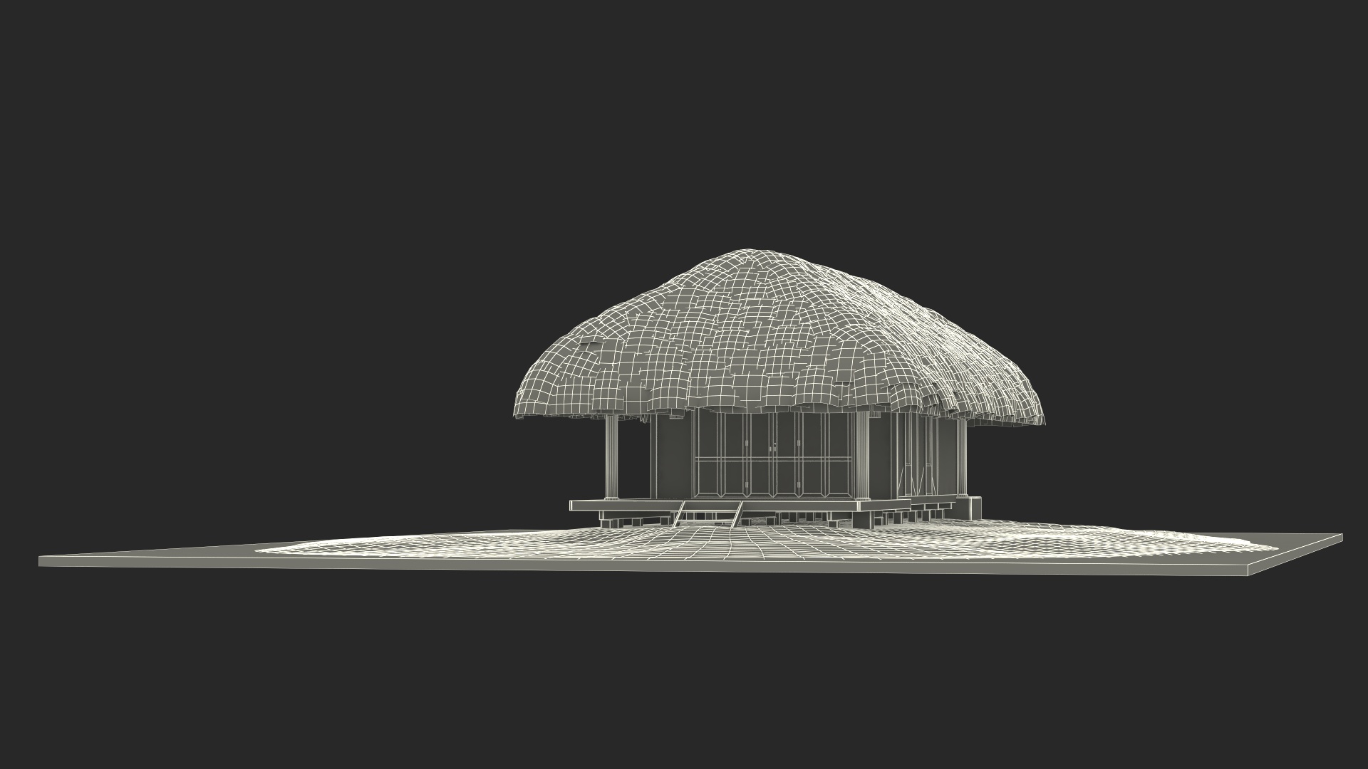 3D Thatched Roof Beach Hut model