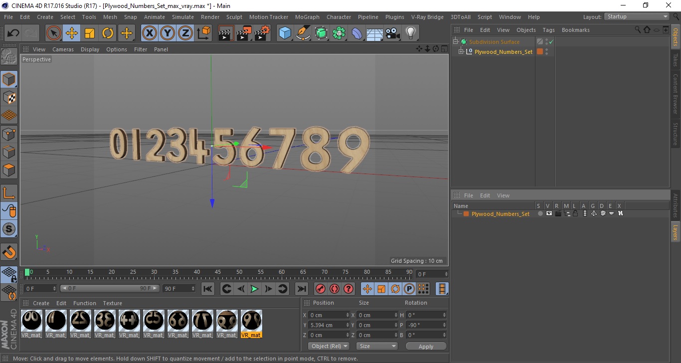 Plywood Numbers Set 3D model