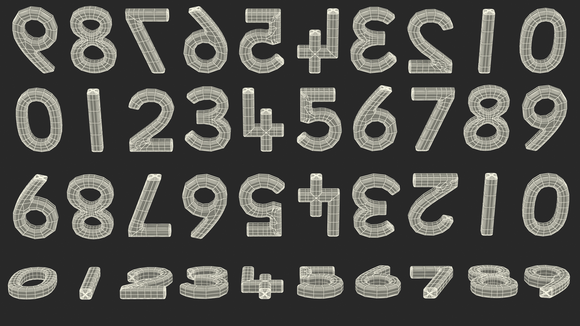 Plywood Numbers Set 3D model