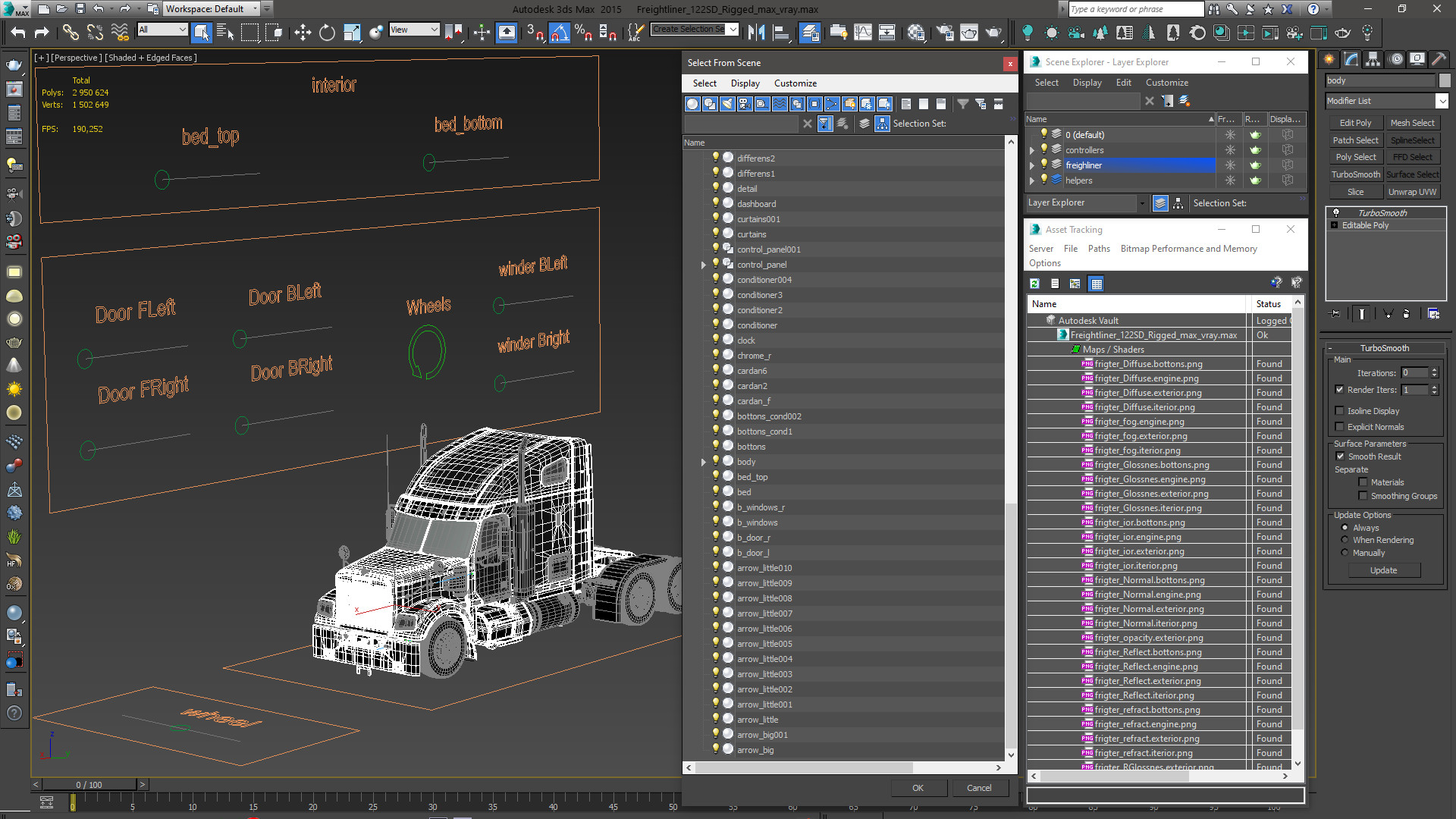 3D model Freightliner 122SD Rigged