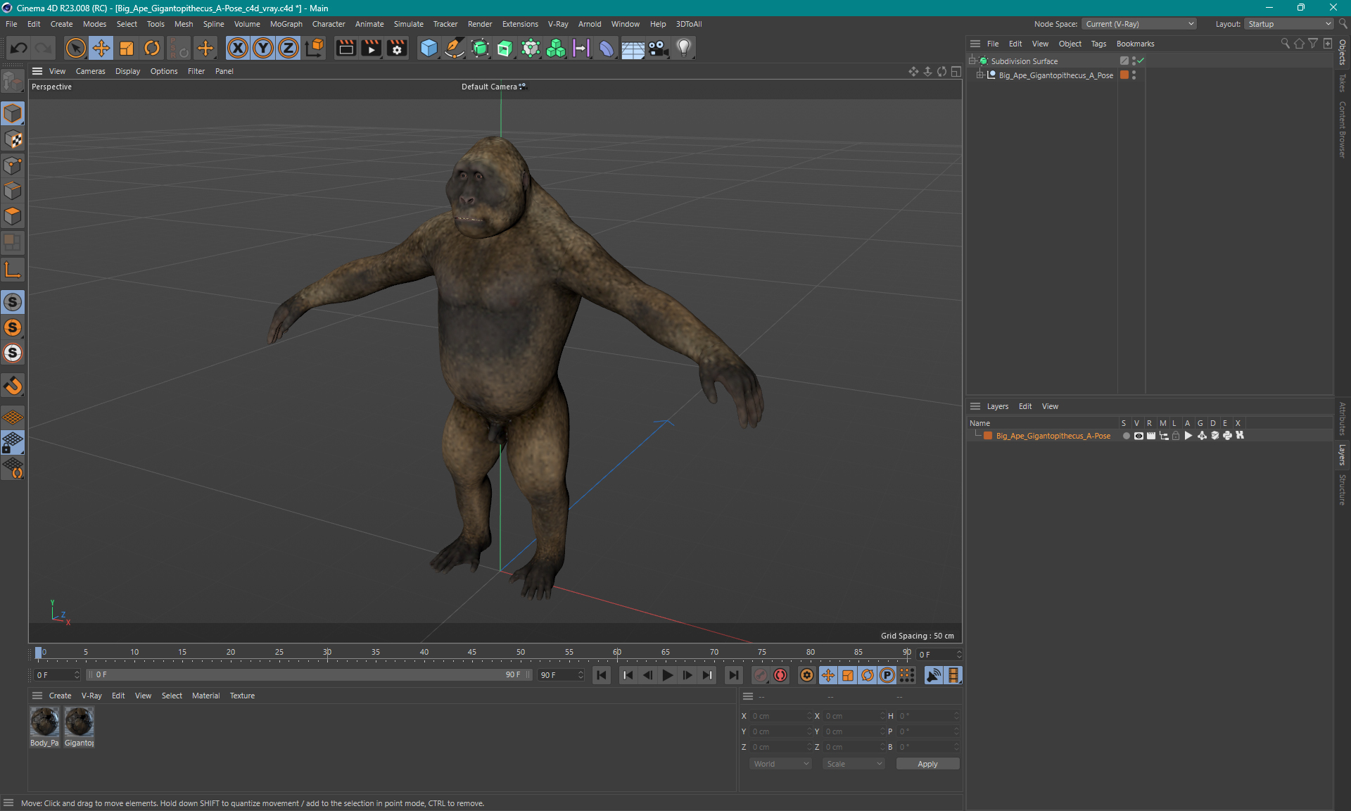 3D model Big Ape Gigantopithecus A-Pose
